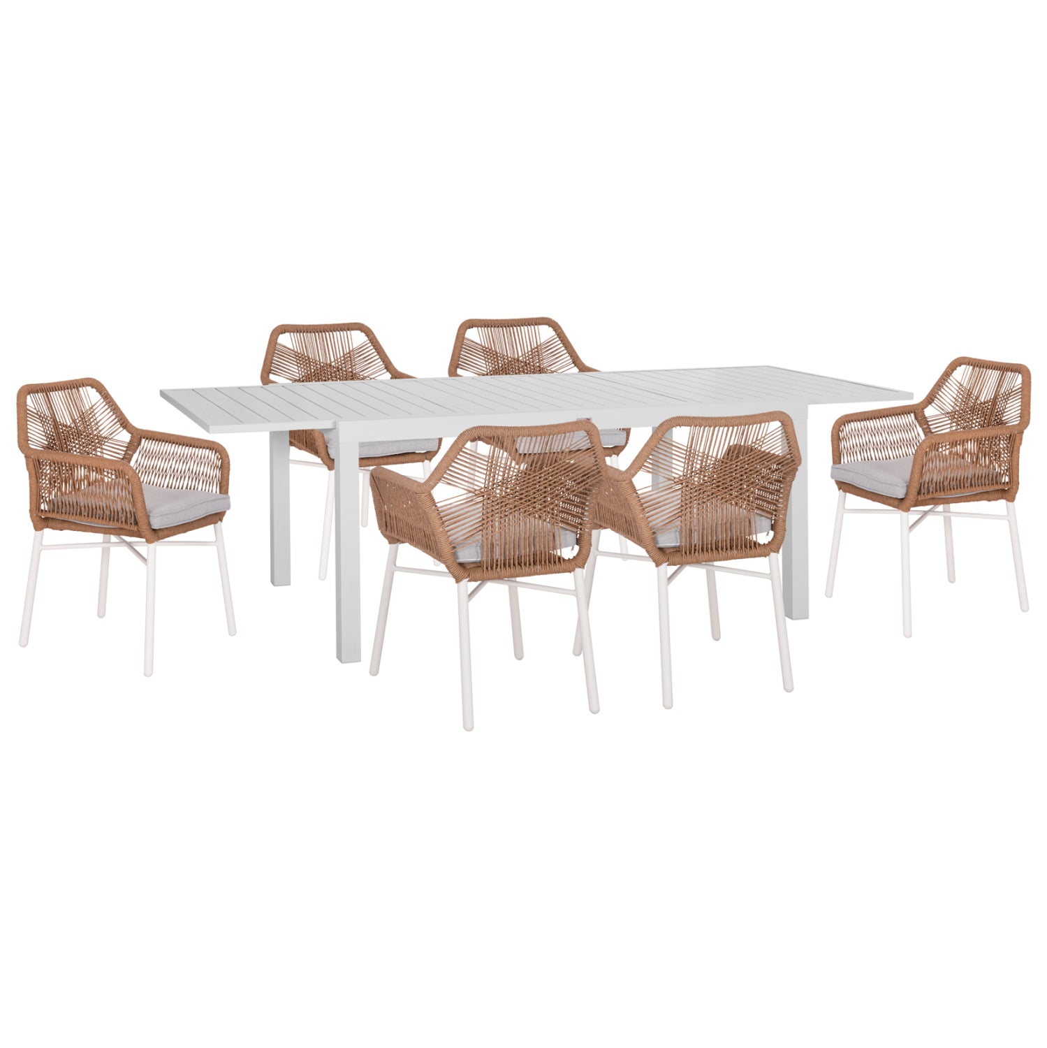 ΣΕΤ ΤΡΑΠΕΖΑΡΙΑΣ ΕΞ.ΧΩΡΟΥ 7ΤΜΧ KRUM HM21132 ΛΕΥΚΟ ΑΛΟΥΜΙΝΙΟ--P.E.TWISTED RATTAN - Pakobazaar