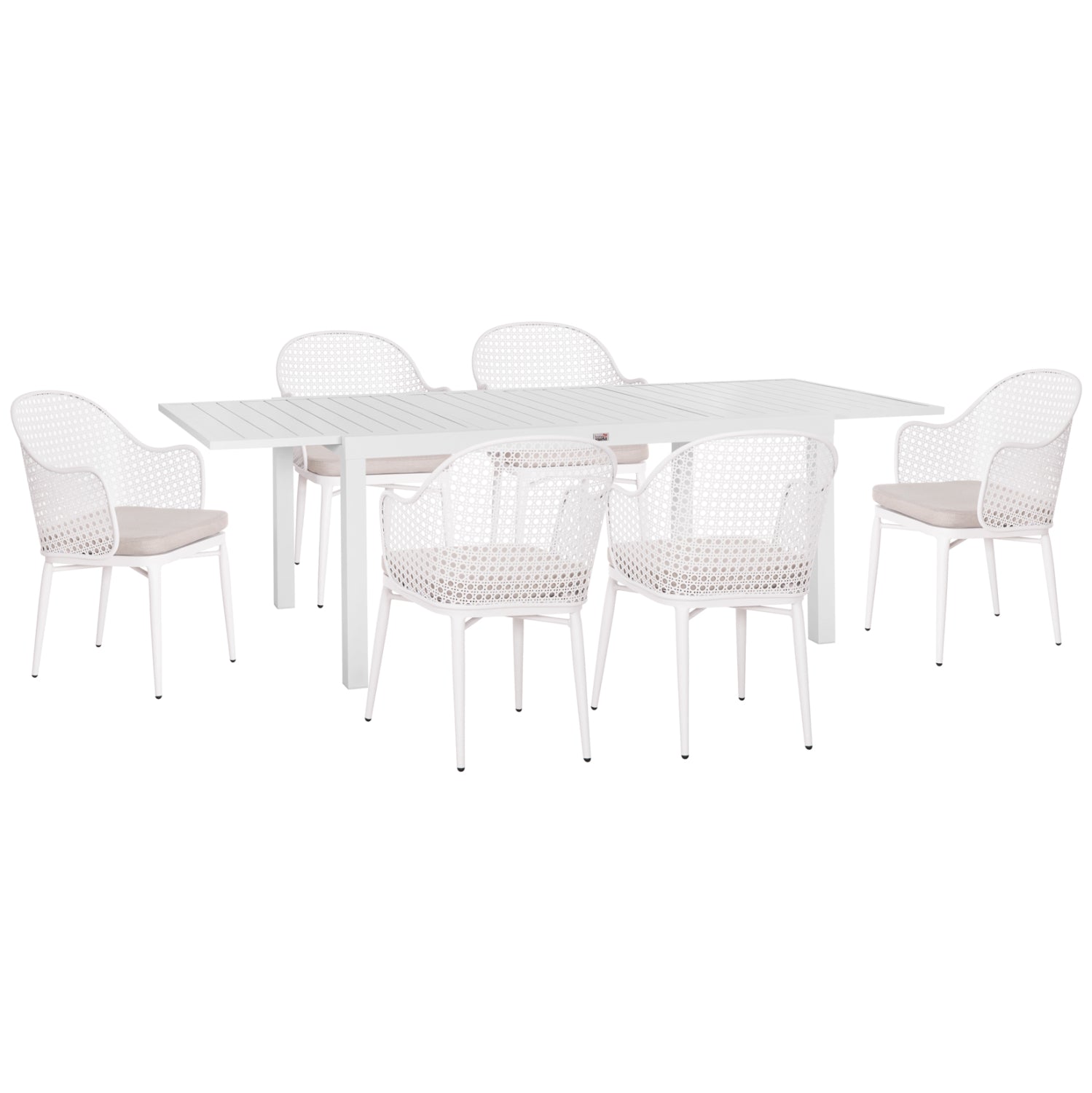 ΣΕΤ ΤΡΑΠΕΖΑΡΙΑΣ ΕΞ.ΧΩΡΟΥ KRUM HM21147 ΤΡΑΠΕΖΙ ΜΕ 6 ΠΟΛΥΘΡΟΝΕΣ--ΛΕΥΚΟ ΑΛΟΥΜΙΝΙΟ - Pakobazaar