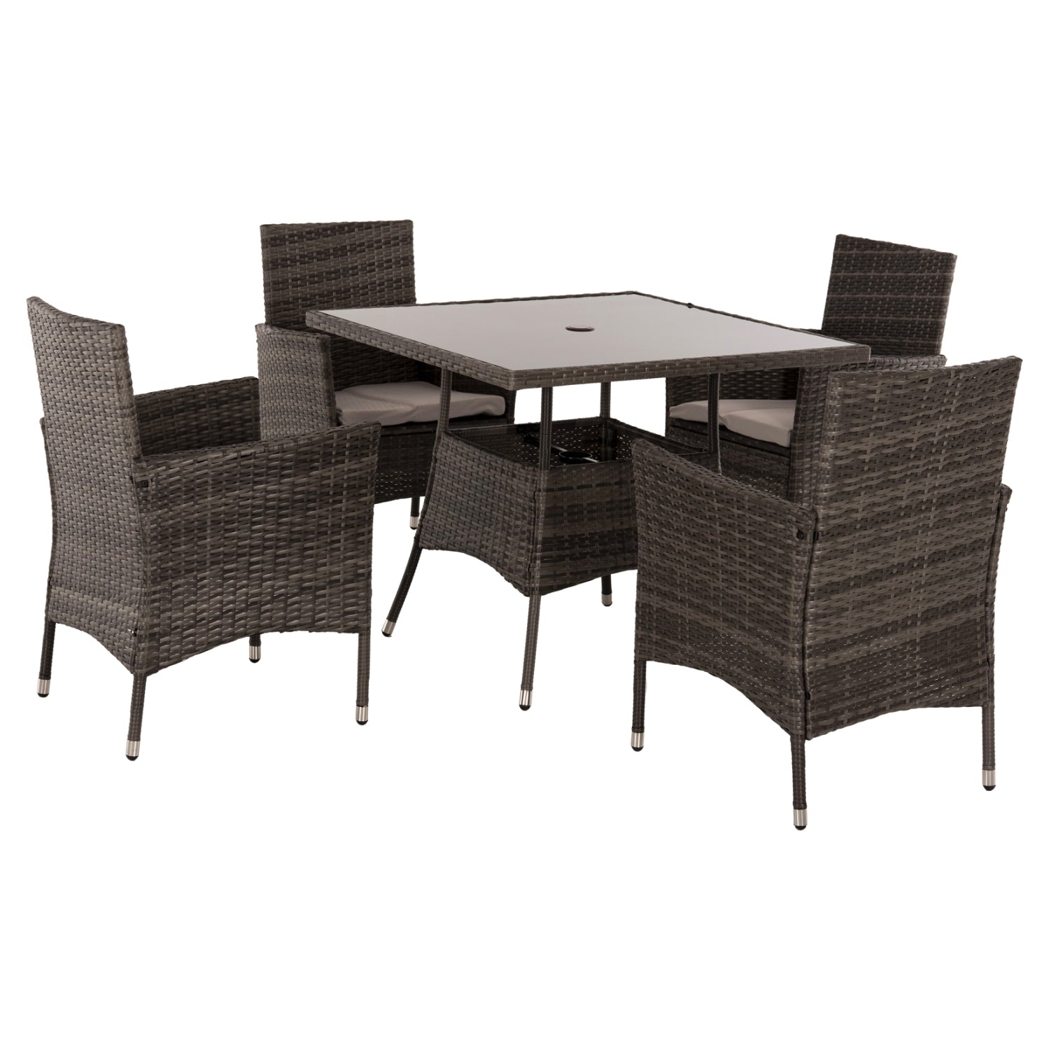 ΣΕΤ ΤΡΑΠΕΖΑΡΙΑΣ ΕΞΩΤ.ΧΩΡΟΥ 5ΤΜΧ HM5965 ΚΑΦΕ RATTAN-ΜΕΤΑΛΛΙΚΟΣ ΣΚΕΛΕΤΟΣ-ΓΥΑΛΙΝΗ ΕΠΙΦΑΝΕΙΑ - Pakobazaar