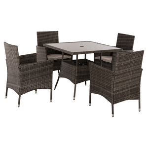 ΣΕΤ ΤΡΑΠΕΖΑΡΙΑΣ ΕΞΩΤ.ΧΩΡΟΥ 5ΤΜΧ HM5965 ΚΑΦΕ RATTAN-ΜΕΤΑΛΛΙΚΟΣ ΣΚΕΛΕΤΟΣ-ΓΥΑΛΙΝΗ ΕΠΙΦΑΝΕΙΑ - Pakobazaar