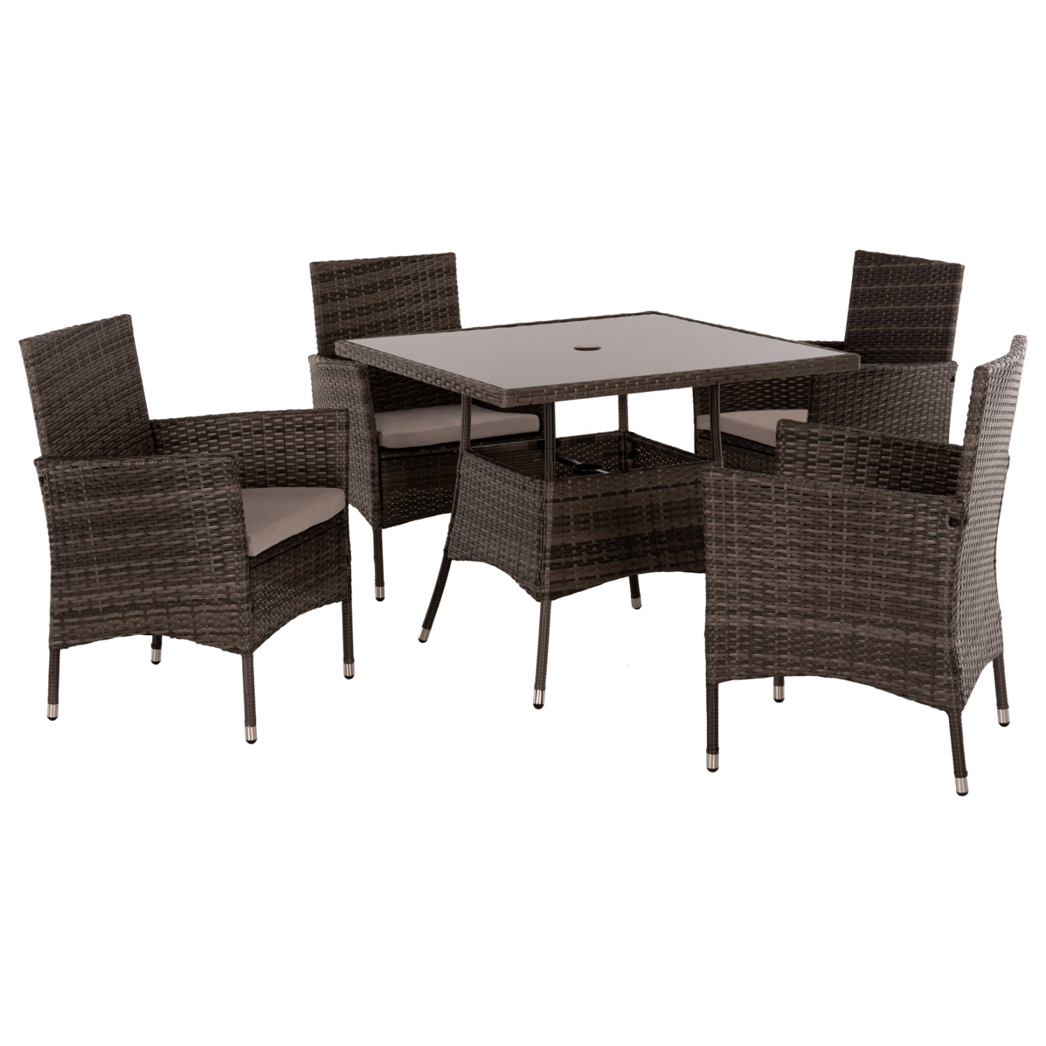 ΣΕΤ ΤΡΑΠΕΖΑΡΙΑΣ ΕΞΩΤ.ΧΩΡΟΥ 5ΤΜΧ HM5965 ΚΑΦΕ RATTAN-ΜΕΤΑΛΛΙΚΟΣ ΣΚΕΛΕΤΟΣ-ΓΥΑΛΙΝΗ ΕΠΙΦΑΝΕΙΑ - Pakobazaar