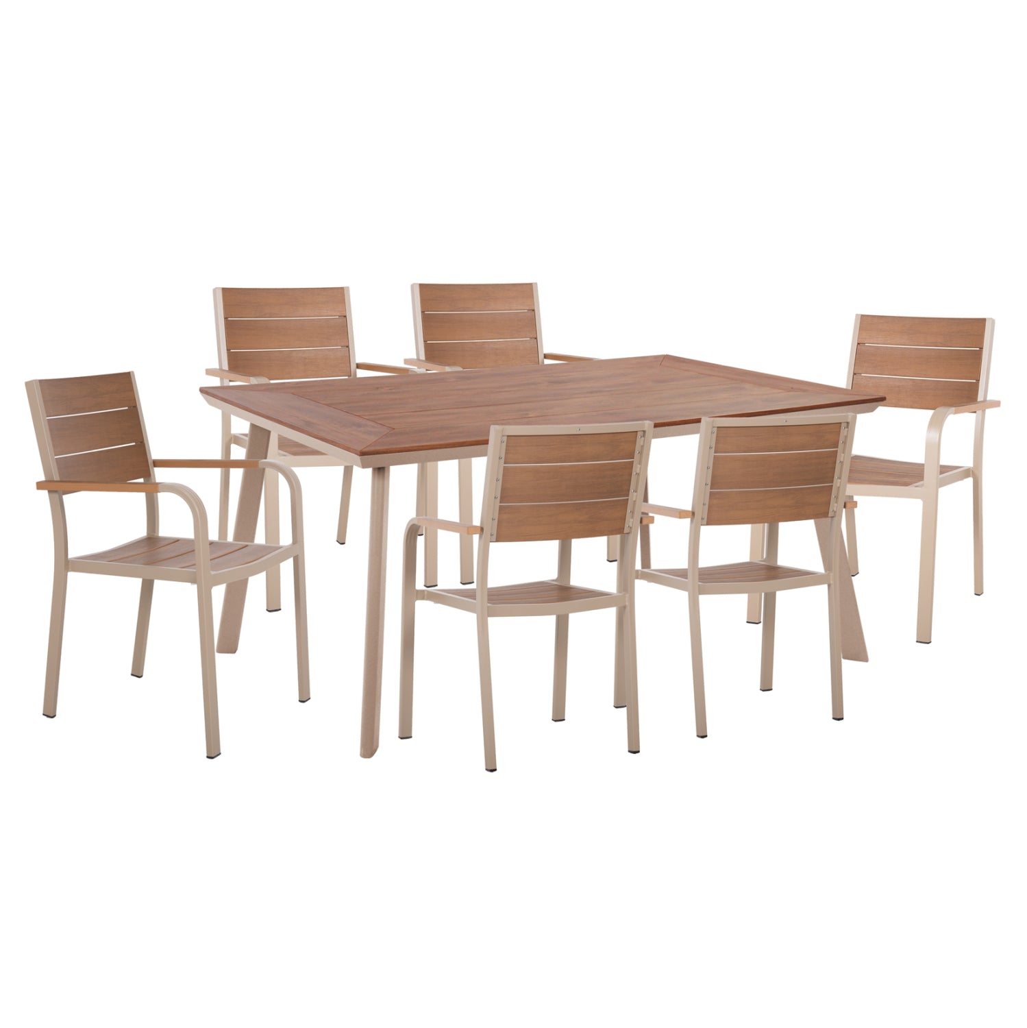 ΣΕΤ ΤΡΑΠΕΖΑΡΙΑΣ TABER HM10737 ΤΡΑΠΕΖΙ & 6 ΠΟΛΥΘΡΟΝΕΣ-ΑΛΟΥΜΙΝΙΟ & POLYWOOD-ΣΑΜΠΑΝΙ - Pakobazaar