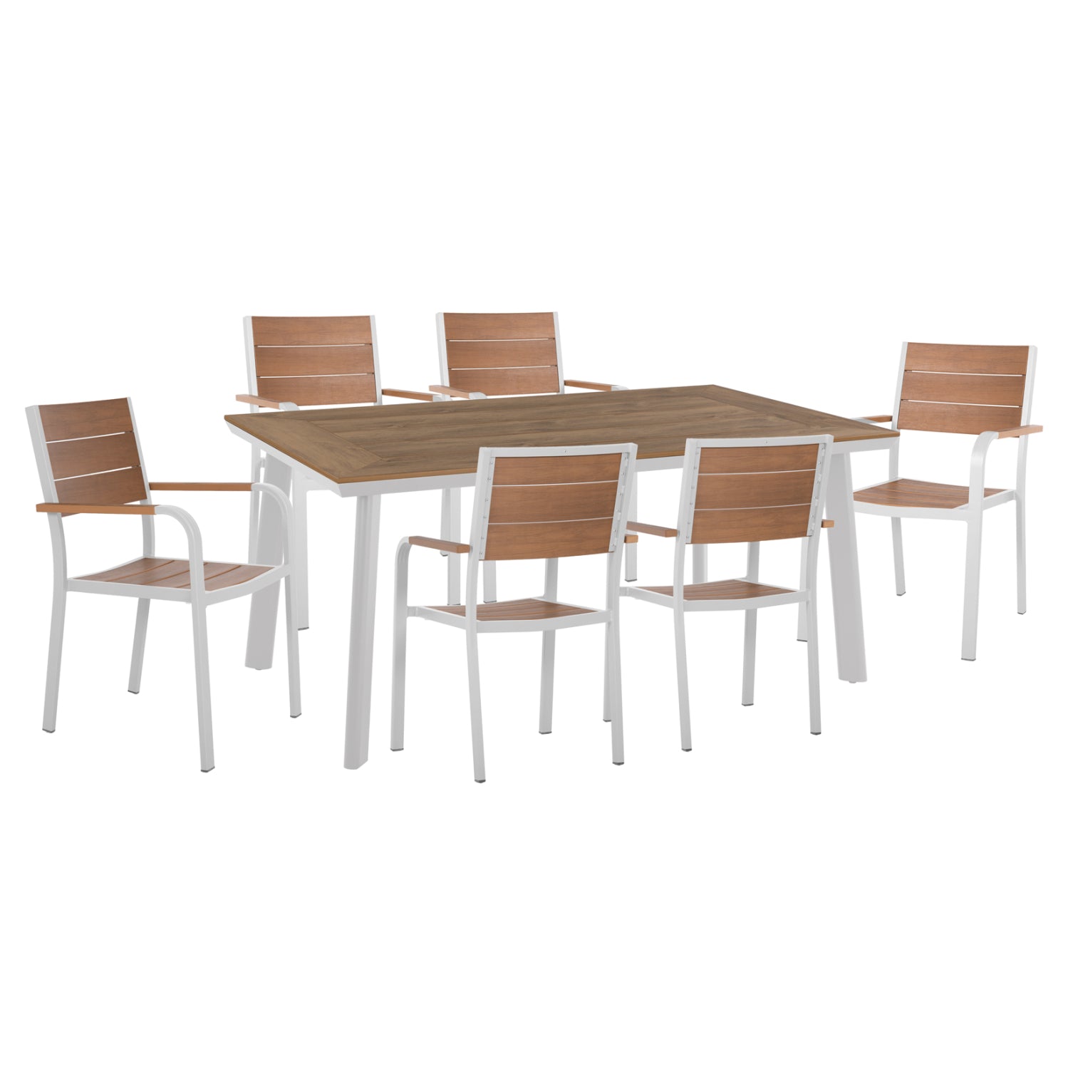 ΣΕΤ ΤΡΑΠΕΖΑΡΙΑΣ TABER HM10738 ΤΡΑΠΕΖΙ & 6 ΠΟΛΥΘΡΟΝΕΣ-ΑΛΟΥΜΙΝΙΟ & POLYWOOD-ΛΕΥΚΟ - Pakobazaar