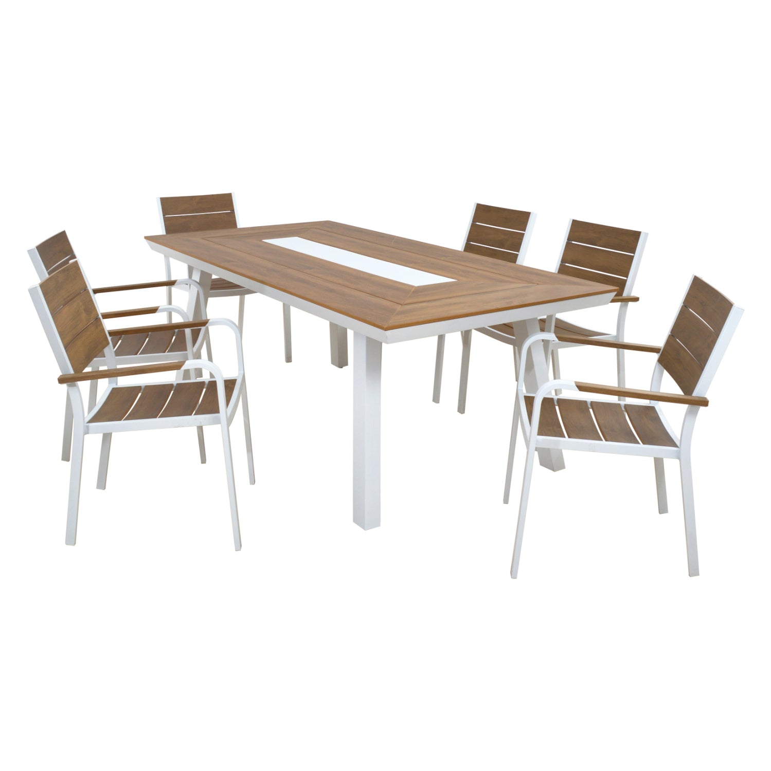 ΣΕΤ ΤΡΑΠΕΖΑΡΙΑΣ TABER HM10738.01 ΤΡΑΠΕΖΙ & 6 ΠΟΛΥΘΡΟΝΕΣ-ΑΛΟΥΜΙΝΙΟ & POLYWOOD-ΛΕΥΚΟ - Pakobazaar