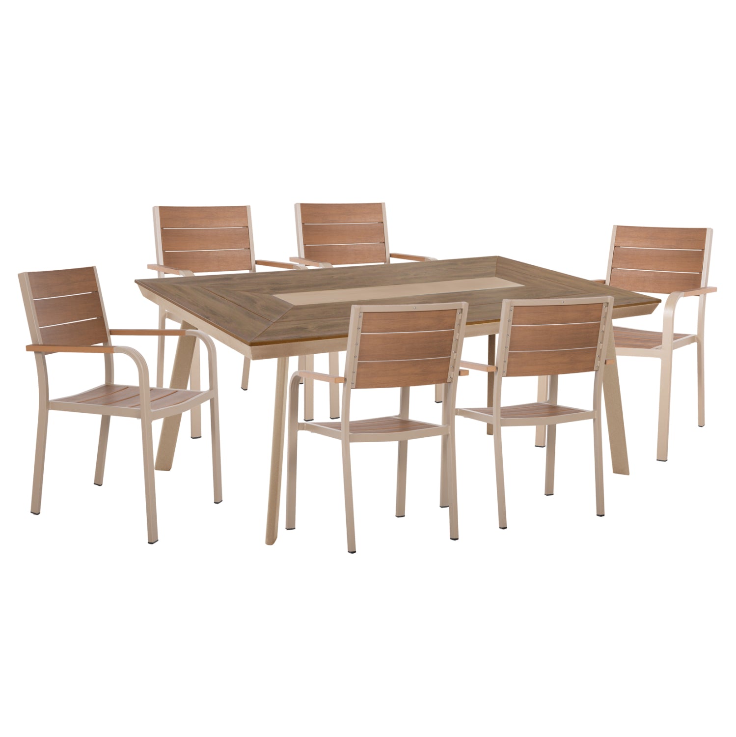 ΣΕΤ ΤΡΑΠΕΖΑΡΙΑΣ TABER HM10739 ΤΡΑΠΕΖΙ & 6 ΠΟΛΥΘΡΟΝΕΣ-ΑΛΟΥΜΙΝΙΟ & POLYWOOD-ΣΑΜΠΑΝΙ - Pakobazaar