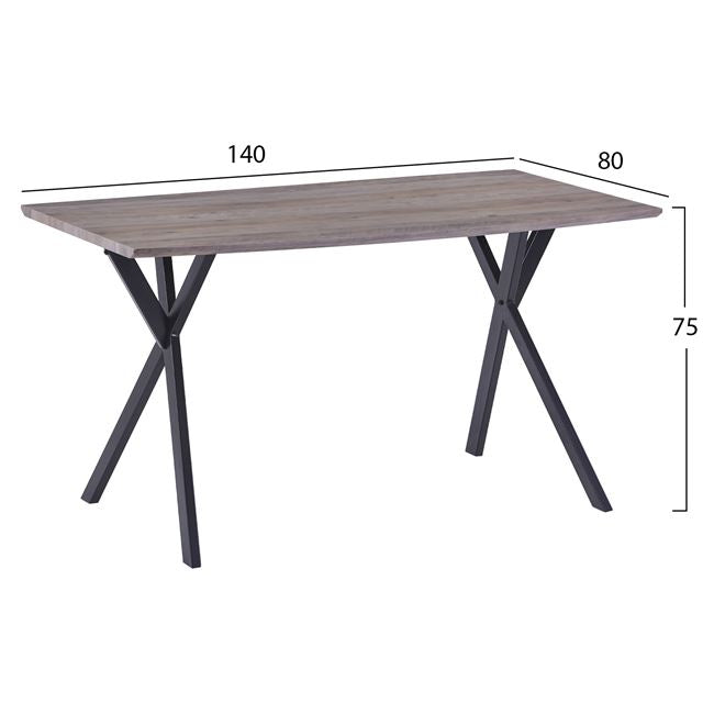 ΣΕΤ ΤΡΑΠΕΖΑΡΙΑΣ HM11181 5ΤΜΧ ΤΡΑΠΕΖΙ 140x80x75 cm MDF OLD BEECH & ΚΑΡΕΚΛΕΣ CLARA ΓΚΡΙ ΒΕΛΟΥΔΟ - Pakobazaar