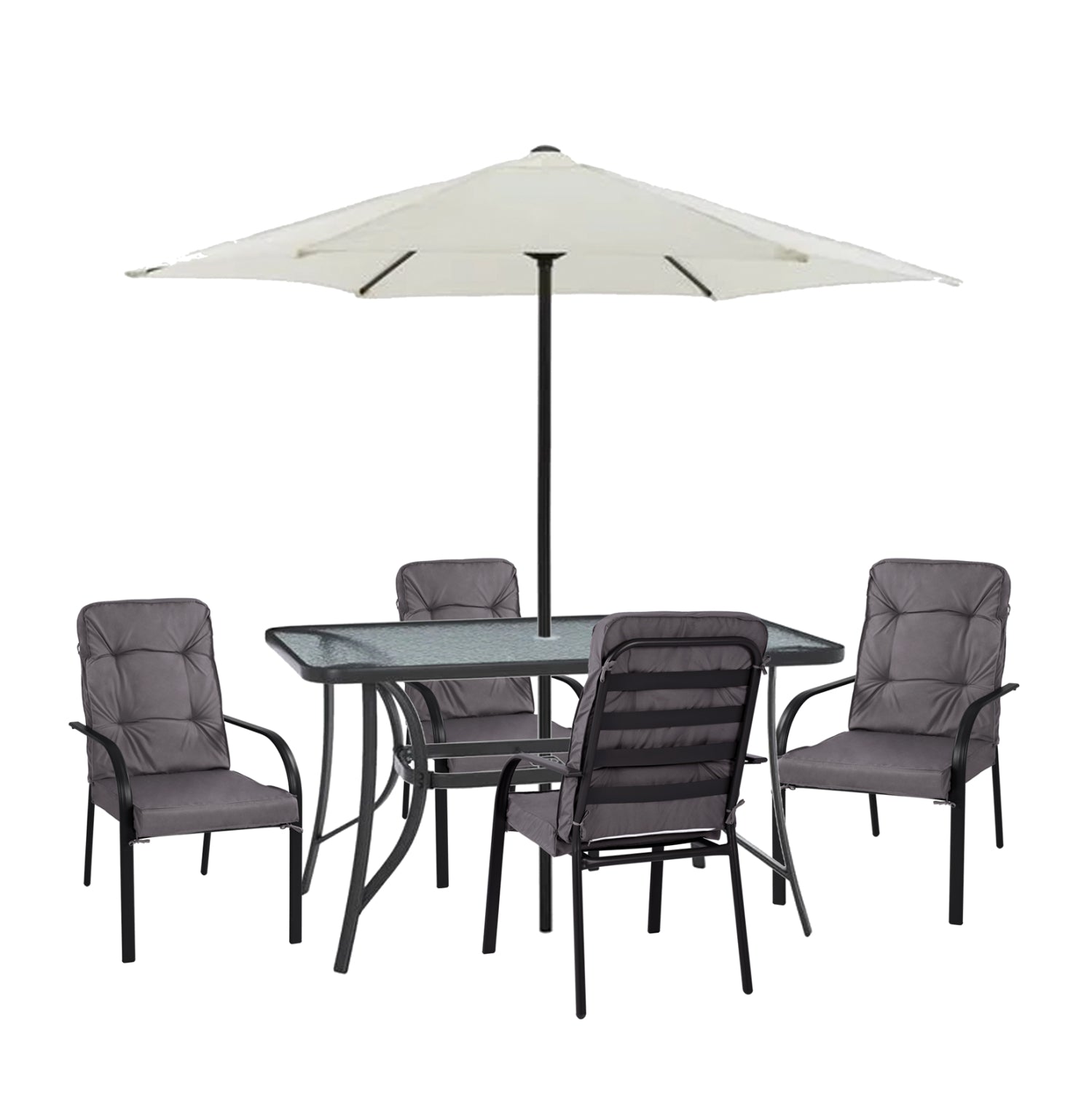 ΣΕΤ ΤΡΑΠΕΖΑΡΙΑΣ ΜΕ ΟΜΠΡΕΛΑ ENDIKA HM21171 ΤΡΑΠΕΖΙ ΜΕ 4 ΠΟΛΥΘΡΟΝΕΣ--ΓΚΡΙ - Pakobazaar