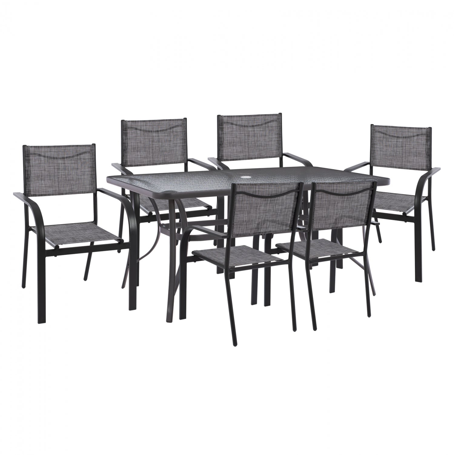 ΣΕΤ ΤΡΑΠΕΖΑΡΙΑΣ 7 ΤΜΧ ΤΡΑΠΕΖΙ ΓΚΡΙ 150X90 ΚΑΙ ΠΟΛΥΘΡΟΝΑ TEXTLINE ΓΚΡΙ HM11532.01 - Pakobazaar