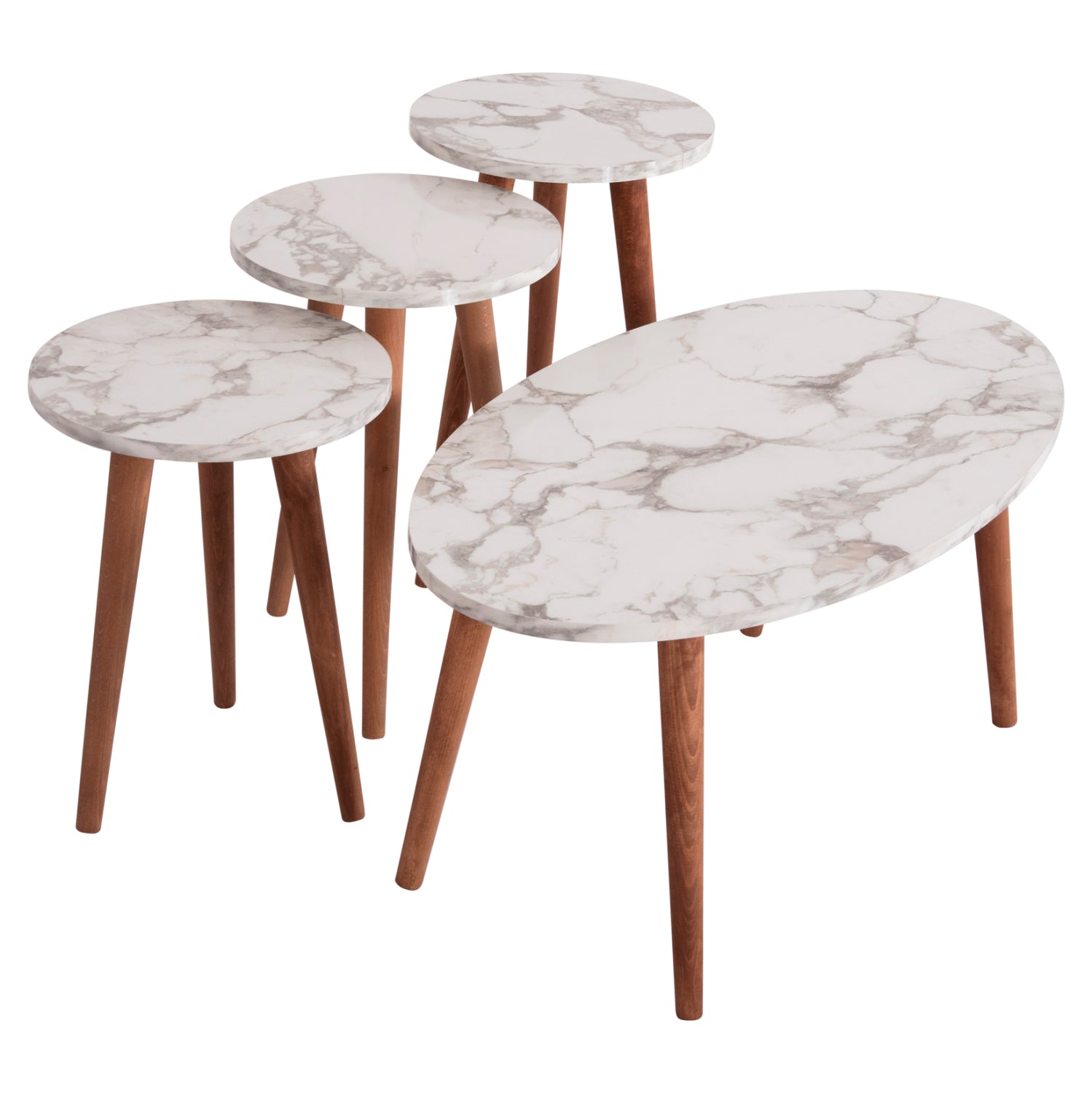ΣΕΤ ΤΡΑΠΕΖΙ ΣΑΛΟΝΙΟΥ & 3 ΒΟΗΘ.ΤΡΑΠΕΖΙΑ VITAL HM18180.03 ΜΕΛΑΜΙΝΗ ΛΕΥΚΟ ΜΑΡΜΑΡΟ-ΚΑΡΥΔΙ ΠΟΔΙΑ - Pakobazaar