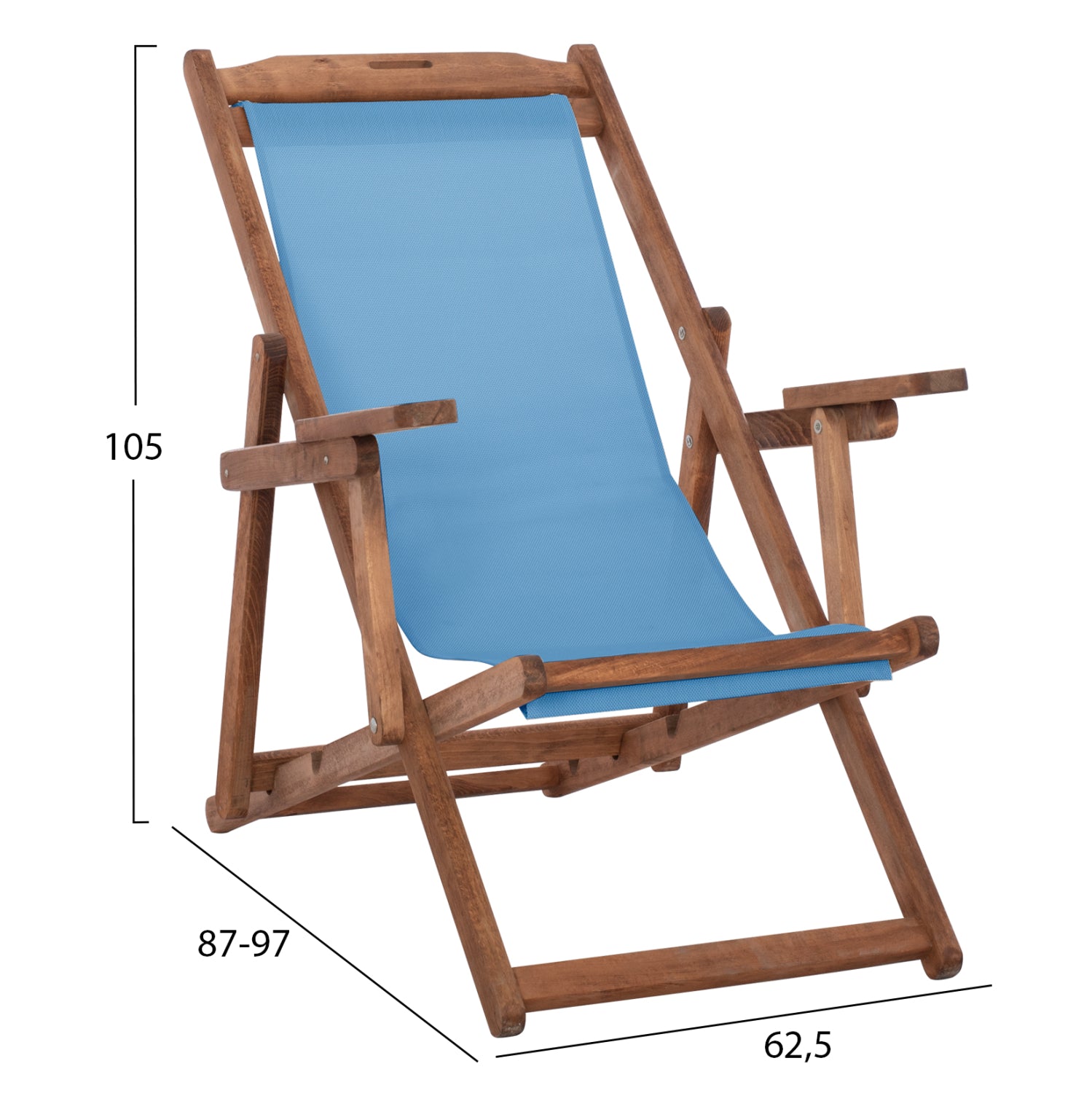 ΣΕΖΛΟΝΓΚ ΜΕ ΜΠΡΑΤΣΑ ΛΗΜΝΟΣ & PVC ΓΑΛΑΖΙΟ HM11708.08T ΞΥΛΟ ΟΞΙΑΣ ΚΑΡΥΔΙ 62.5x97x105Υεκ - Pakobazaar