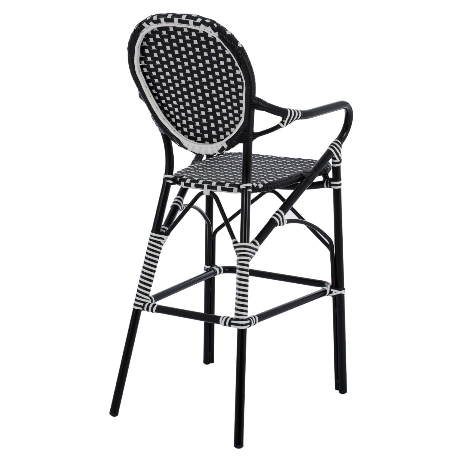 ΣΚΑΜΠΟ ΑΛΟΥΜΙΝΙΟΥ BAMBOO LOOK ΜΕ WICKER ΜΑΥΡΟ ΛΕΥΚΟ HM5794.02 56x60x126 εκ. - Pakobazaar