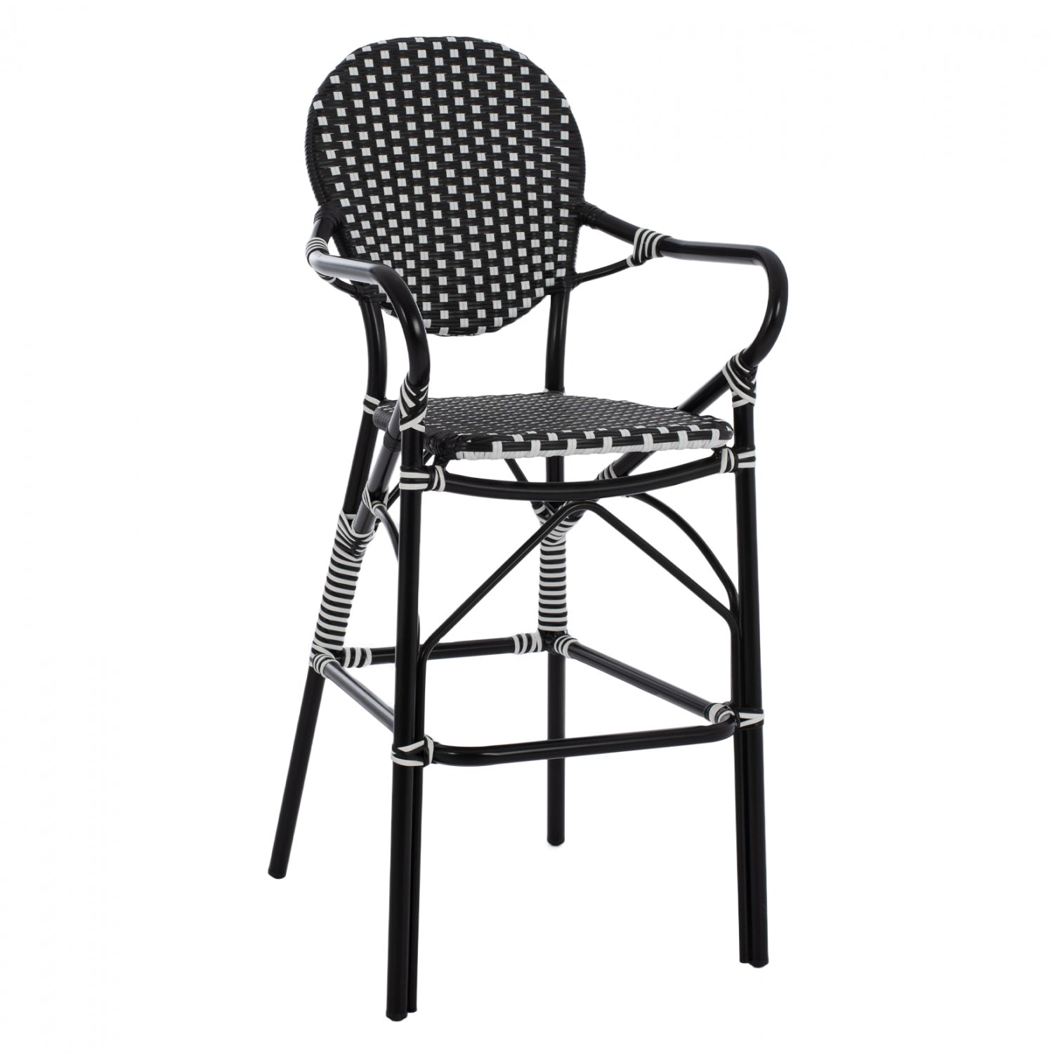 ΣΚΑΜΠΟ ΑΛΟΥΜΙΝΙΟΥ BAMBOO LOOK ΜΕ WICKER ΜΑΥΡΟ ΛΕΥΚΟ HM5794.02 56x60x126 εκ. - Pakobazaar