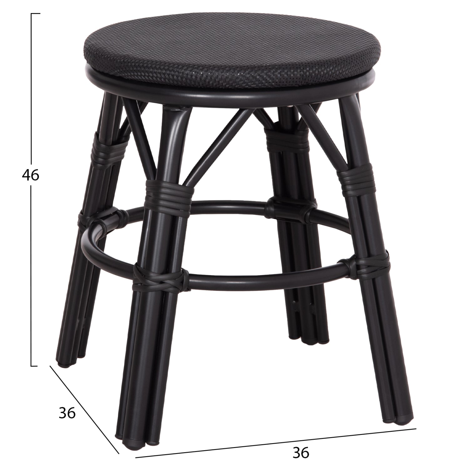 ΣΚΑΜΠΟ ΑΛΟΥΜΙΝΙΟΥ CHINO HM6285.02 BAMBOO LOOK & TEXTILENE ΣΕ ΜΑΥΡΟ Φ36x46Υεκ. - Pakobazaar
