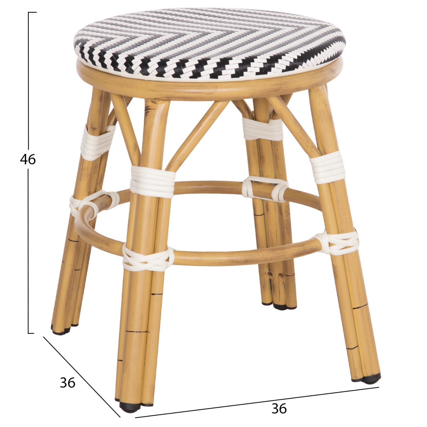 ΣΚΑΜΠΟ ΑΛΟΥΜΙΝΙΟΥ CHINO HM6285.03 BAMBOO LOOK-TEXTILENE ΛΕΥΚΟ-ΜΑΥΡΟ Φ36x46Υεκ. - Pakobazaar