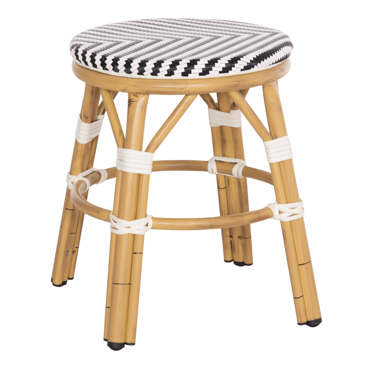 ΣΚΑΜΠΟ ΑΛΟΥΜΙΝΙΟΥ CHINO HM6285.03 BAMBOO LOOK-TEXTILENE ΛΕΥΚΟ-ΜΑΥΡΟ Φ36x46Υεκ. - Pakobazaar