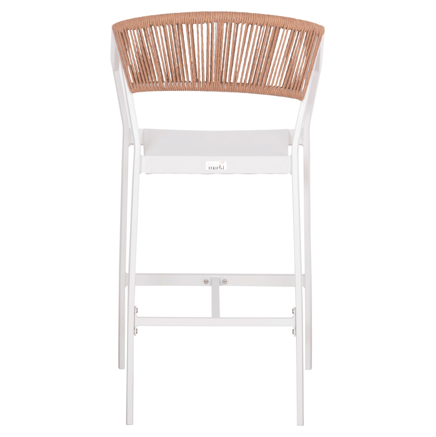 ΣΚΑΜΠΟ ΑΛΟΥΜΙΝΙΟΥ HM5892.12 ΜΕΣΑΙΟΥ ΥΨΟΥΣ RATTAN & TEXTLINE ΛΕΥΚΟ ΜΠΕΖ 55x56,5x99Y - Pakobazaar