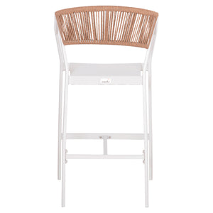 ΣΚΑΜΠΟ ΑΛΟΥΜΙΝΙΟΥ HM5892.12 ΜΕΣΑΙΟΥ ΥΨΟΥΣ RATTAN & TEXTLINE ΛΕΥΚΟ ΜΠΕΖ 55x56,5x99Y - Pakobazaar