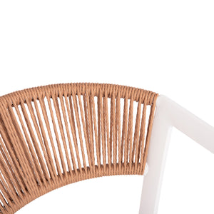 ΣΚΑΜΠΟ ΑΛΟΥΜΙΝΙΟΥ HM5892.12 ΜΕΣΑΙΟΥ ΥΨΟΥΣ RATTAN & TEXTLINE ΛΕΥΚΟ ΜΠΕΖ 55x56,5x99Y - Pakobazaar