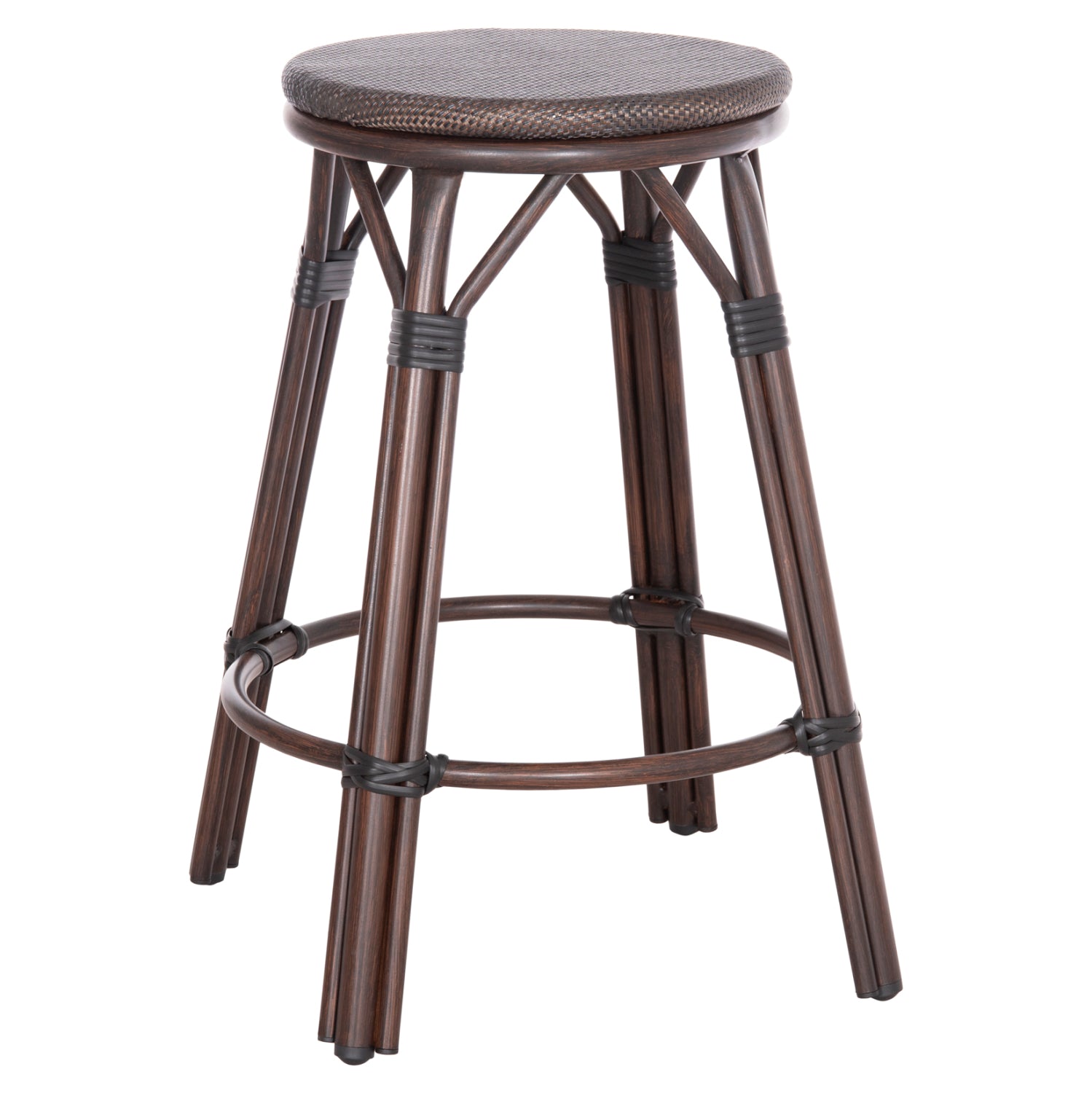ΣΚΑΜΠΟ ΑΛΟΥΜΙΝΙΟΥ ΜΕΣ.ΥΨΟΥΣ CHINO HM6286.01 BAMBOO LOOK & TEXTILENE ΚΑΦΕ 43x43x65Υεκ - Pakobazaar