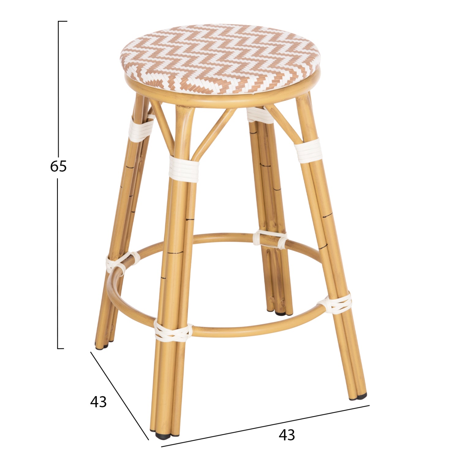 ΣΚΑΜΠΟ ΑΛΟΥΜΙΝΙΟΥ ΜΕΣ.ΥΨΟΥΣ CHINO HM6286.04 BAMBOO LOOK ΦΥΣΙΚΟ & TEXTILENE 43x43x65Υεκ - Pakobazaar