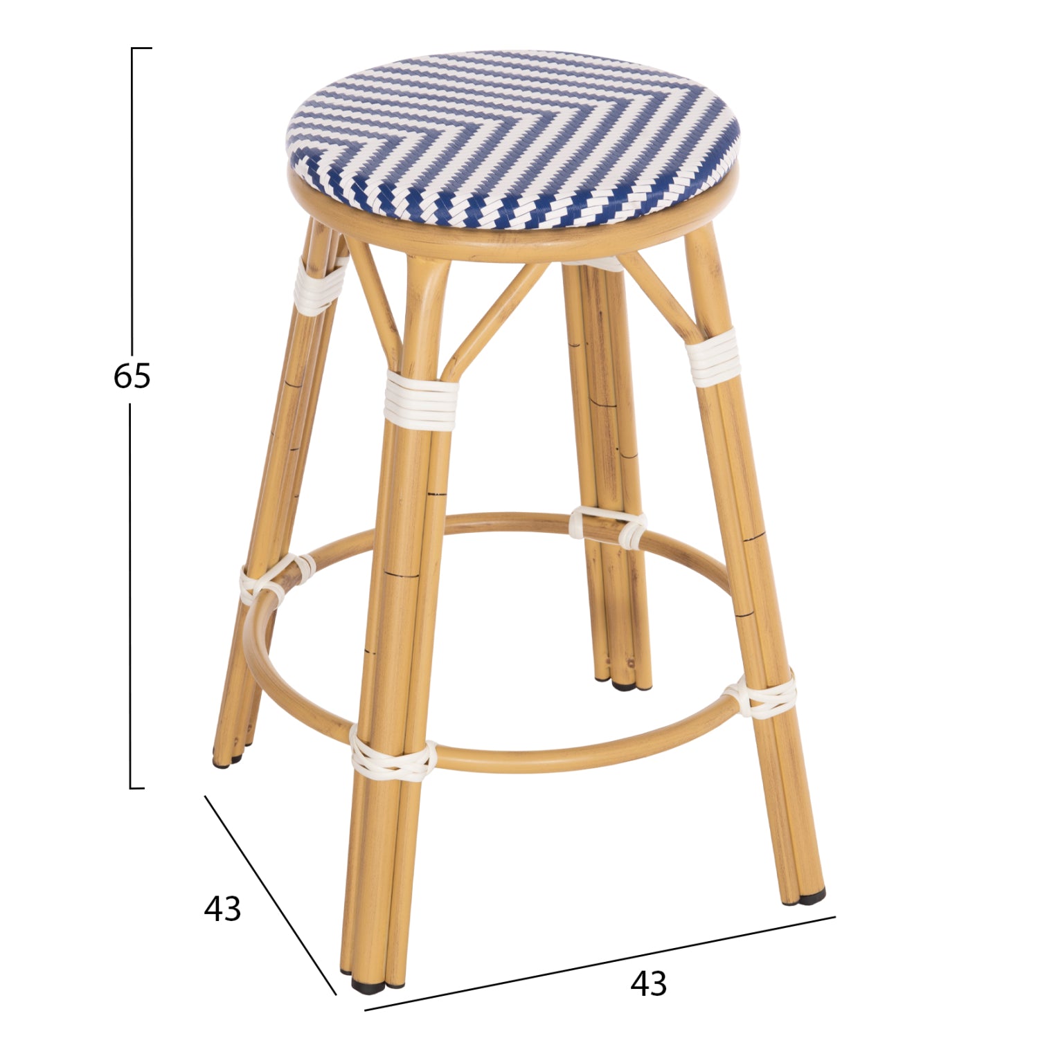 ΣΚΑΜΠΟ ΑΛΟΥΜΙΝΙΟΥ ΜΕΣ.ΥΨΟΥΣ CHINO HM6286.05 BAMBOO LOOK & TEXTILENE ΜΠΛΕ 43x43x65Υεκ - Pakobazaar
