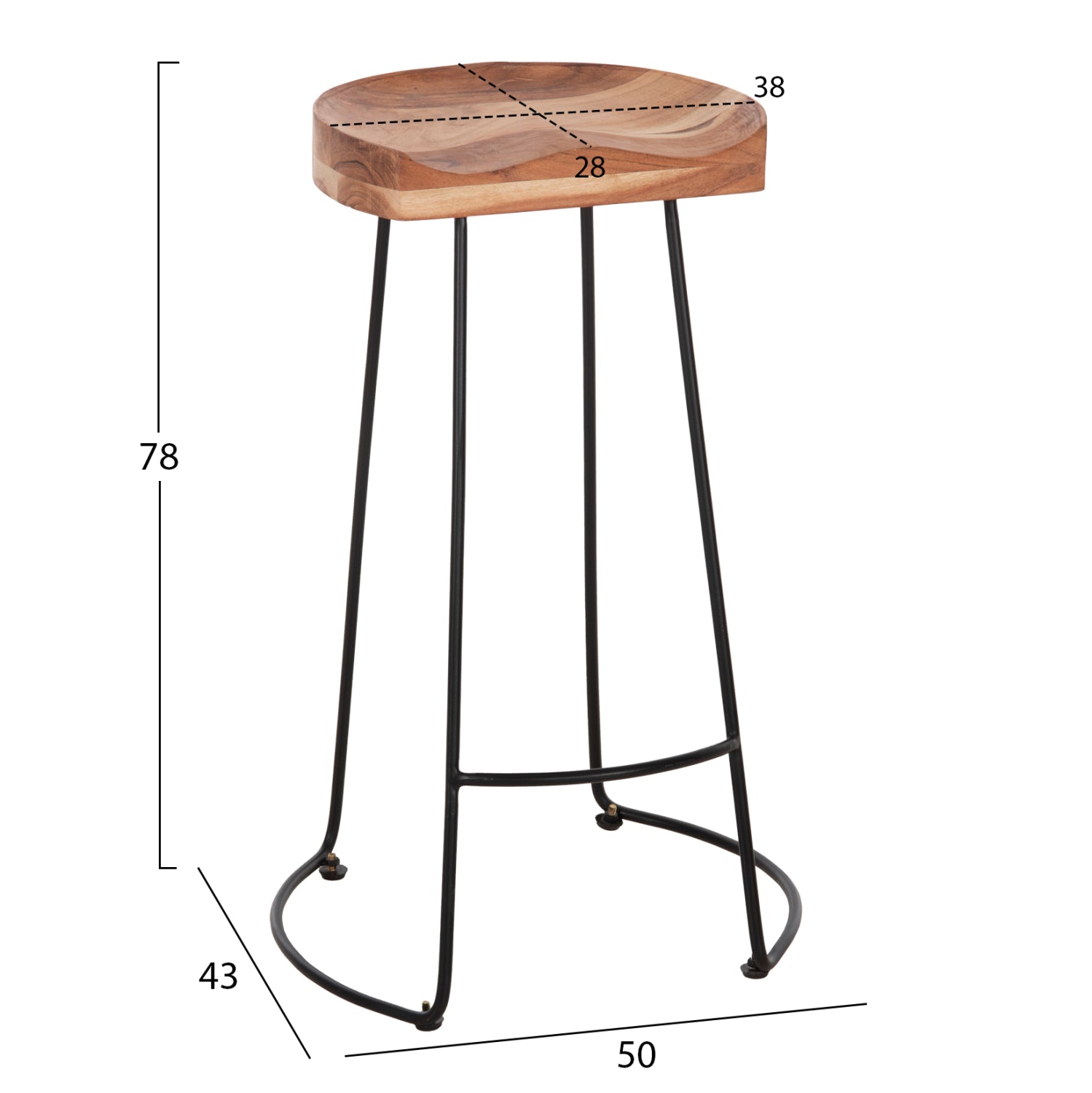 ΣΚΑΜΠΟ BAR ELEANOR HM8363.11 ΜΑΣΙΦ ΞΥΛΟ ΑΚΑΚΙΑΣ-ΜΕΤΑΛΛΟ 50x43x78Υεκ. - Pakobazaar