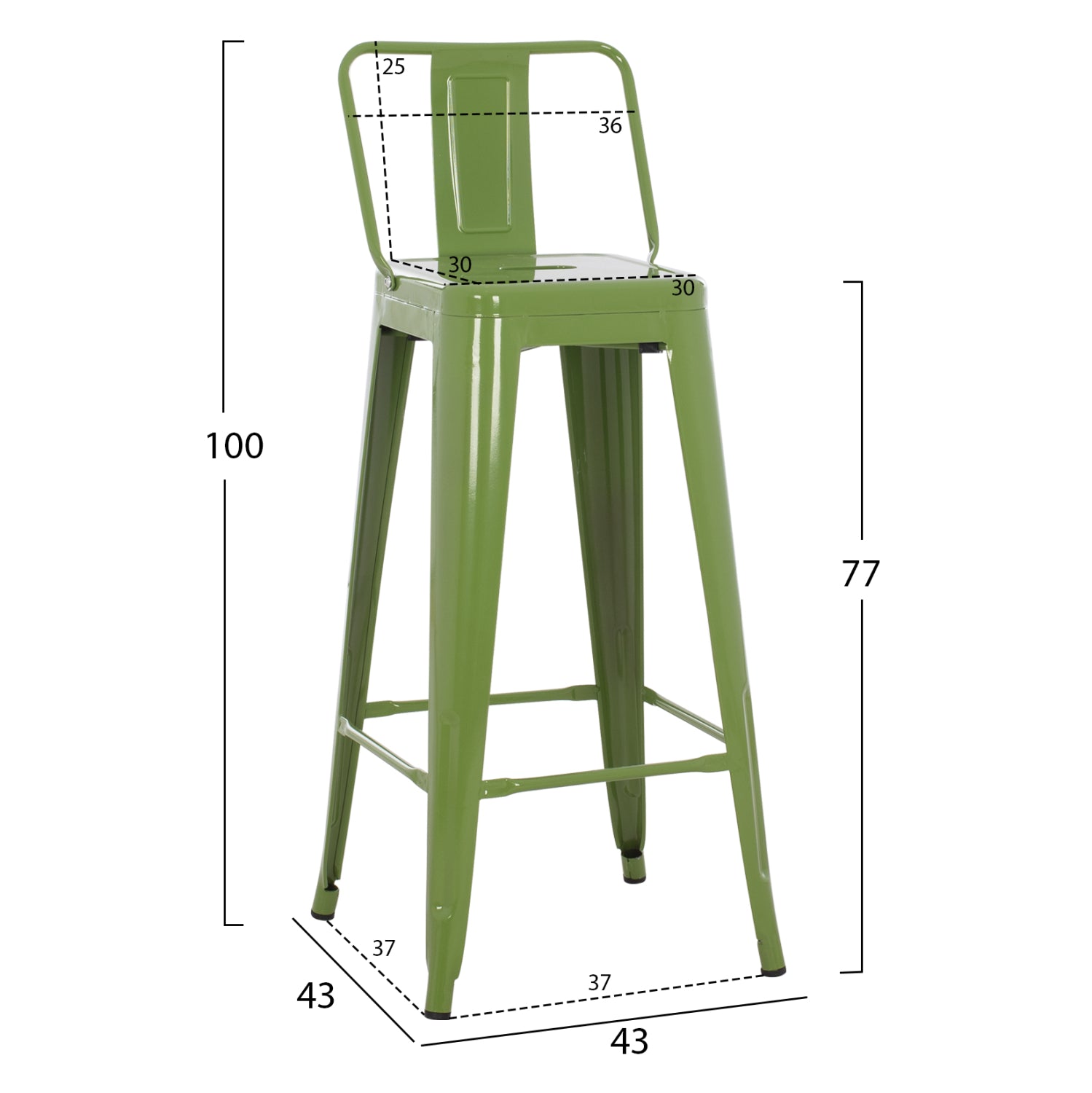 ΣΚΑΜΠΟ BAR ΜΕΤΑΛΛΙΚΟ MELITA ME ΠΛΑΤΗ ΣΕ LIGHT OLIVE GREEN HM8643.13 43Χ43Χ100Yεκ. - Pakobazaar