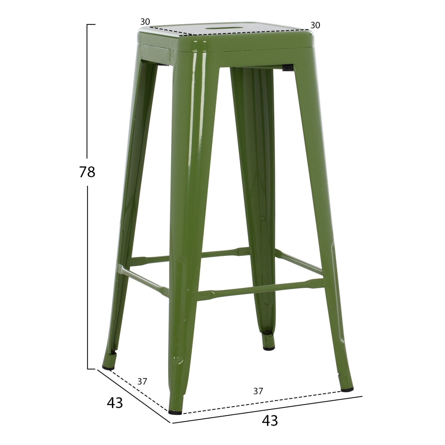 ΣΚΑΜΠΟ BAR ΜΕΤΑΛΛΙΚΟ MELITA ΣΕ LIGHT OLIVE GREEN HM8642.13 43x43x78 εκ. - Pakobazaar