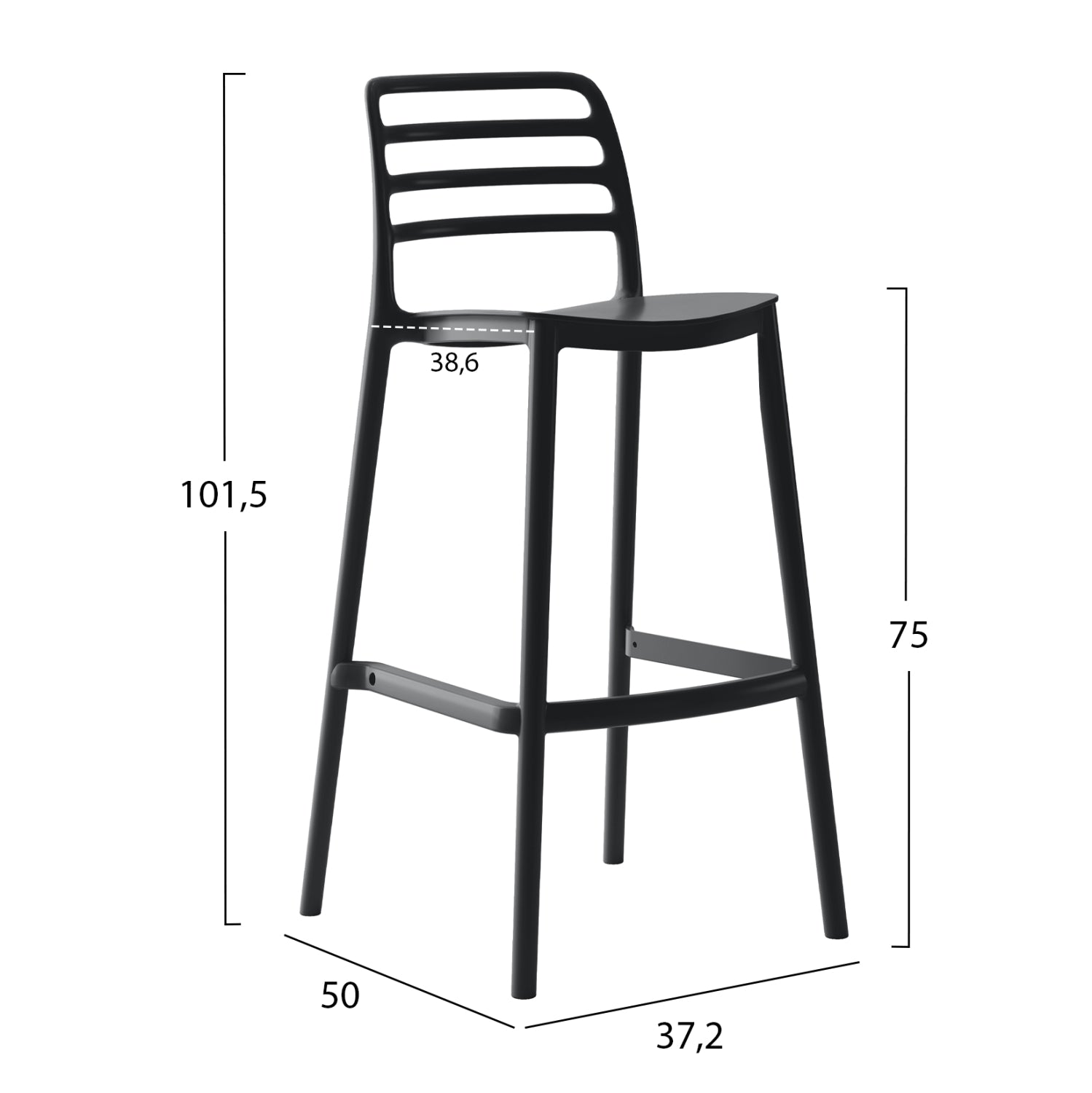 ΣΚΑΜΠΟ BAR ΠΟΛΥΠΡΟΠΥΛΕΝΙΟΥ SNOD HM6099.02 ΜΑΥΡΟ 37,2x50x101,5Υεκ. - Pakobazaar