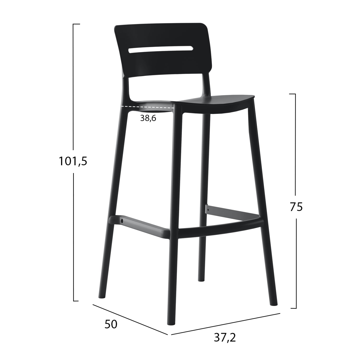 ΣΚΑΜΠΟ BAR ΠΟΛΥΠΡΟΠΥΛΕΝΙΟΥ SNOD2 HM6100.02 ΜΑΥΡΟ 37,2x50x101,5Υεκ. - Pakobazaar