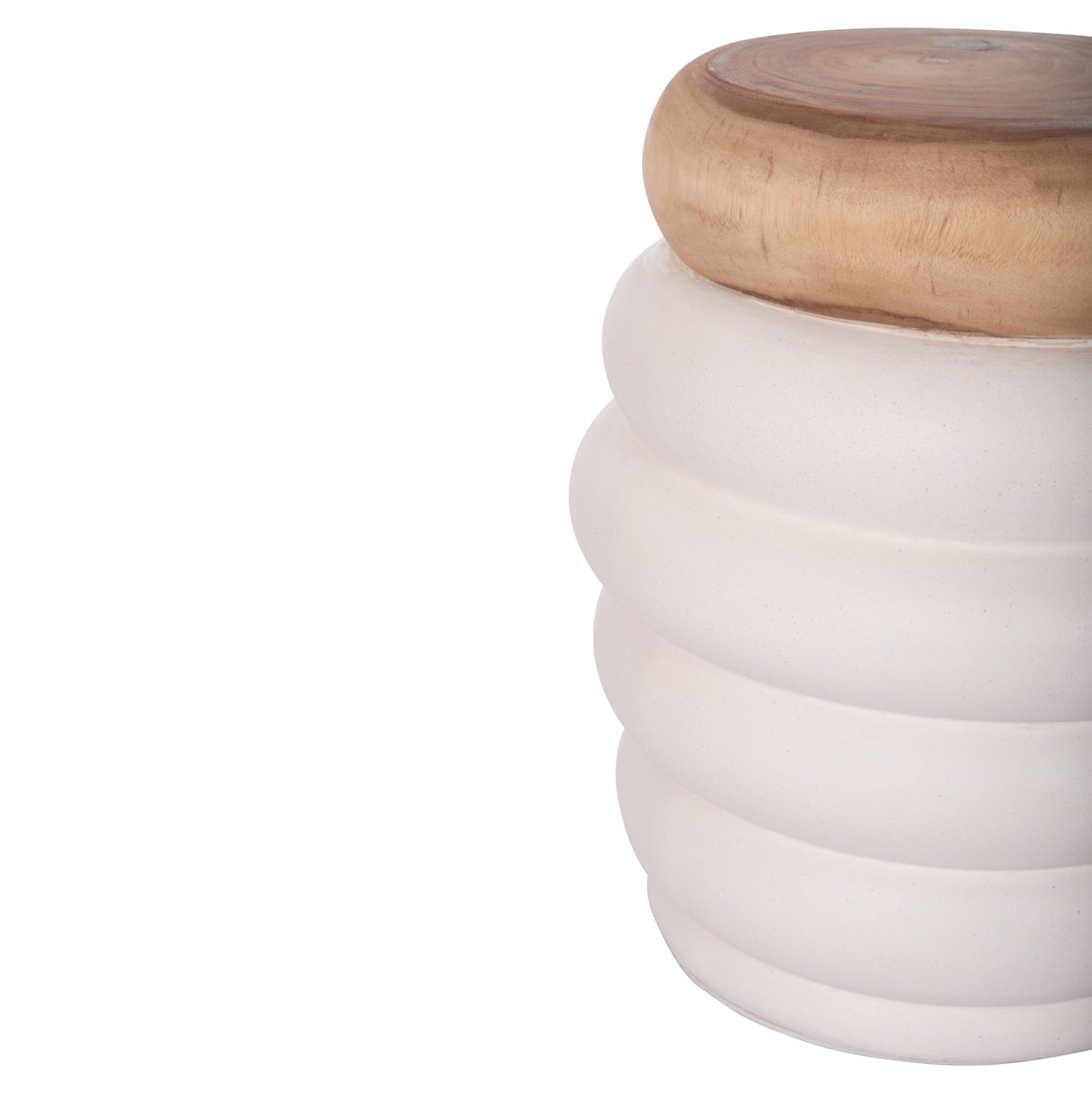 ΣΚΑΜΠΟ PUFFAT HM18172.02 FIBER CEMENT ΛΕΥΚΟ- ΞΥΛΟ TEAK TOP Φ45x46Υεκ. - Pakobazaar