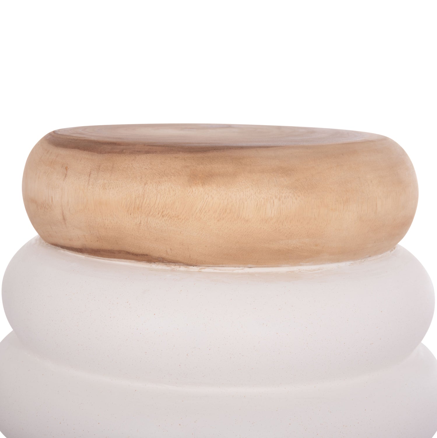 ΣΚΑΜΠΟ PUFFAT HM18172.02 FIBER CEMENT ΛΕΥΚΟ- ΞΥΛΟ TEAK TOP Φ45x46Υεκ. - Pakobazaar