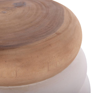 ΣΚΑΜΠΟ PUFFAT HM18172.02 FIBER CEMENT ΛΕΥΚΟ- ΞΥΛΟ TEAK TOP Φ45x46Υεκ. - Pakobazaar