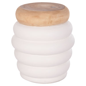 ΣΚΑΜΠΟ PUFFAT HM18172.02 FIBER CEMENT ΛΕΥΚΟ- ΞΥΛΟ TEAK TOP Φ45x46Υεκ. - Pakobazaar