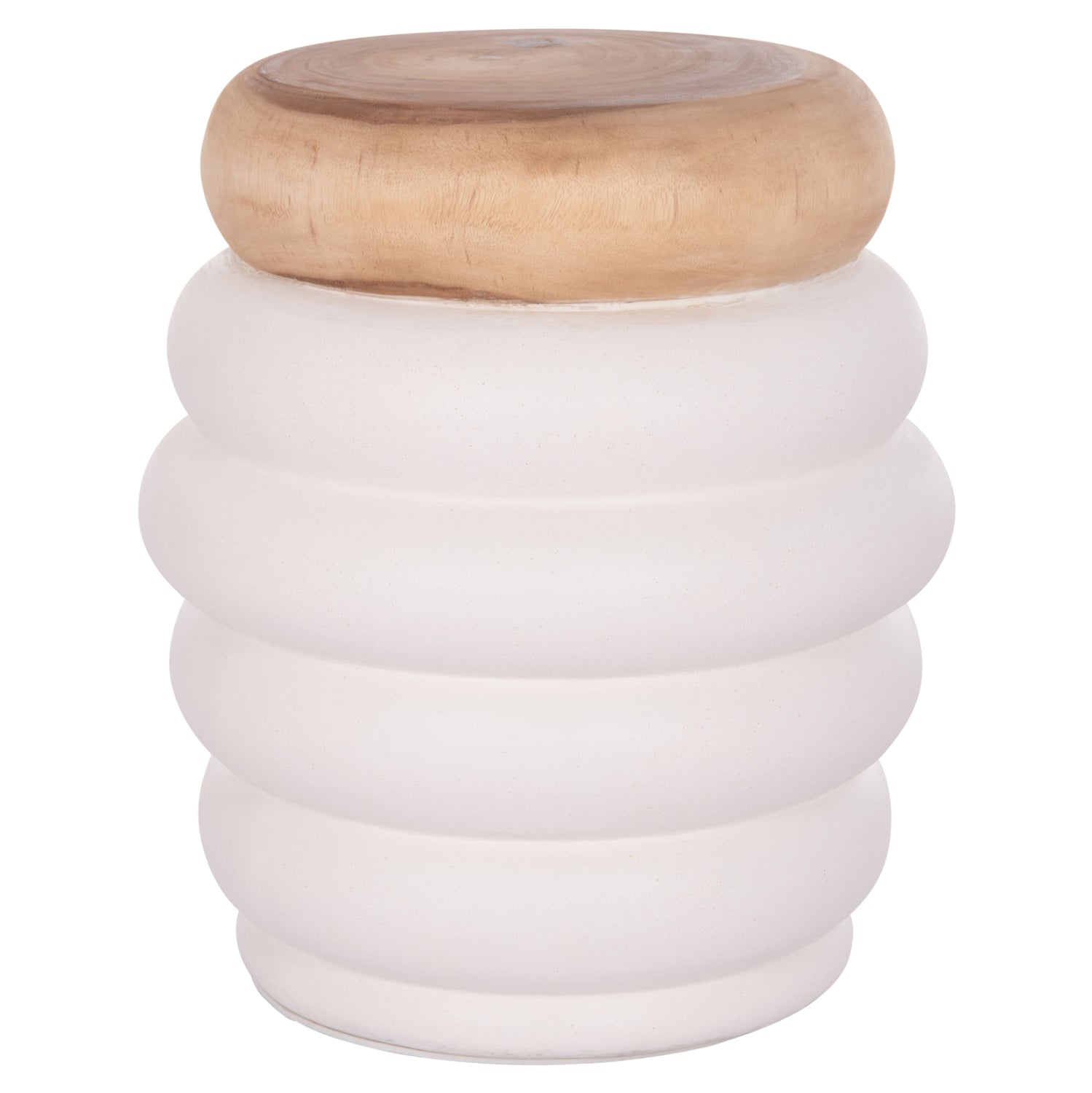 ΣΚΑΜΠΟ PUFFAT HM18172.02 FIBER CEMENT ΛΕΥΚΟ- ΞΥΛΟ TEAK TOP Φ45x46Υεκ. - Pakobazaar