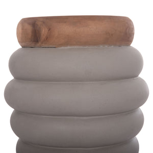 ΣΚΑΜΠΟ PUFFAT HM18172.03 FIBER CEMENT ΓΚΡΙ- ΞΥΛΟ TEAK TOP Φ45x46Υεκ. - Pakobazaar