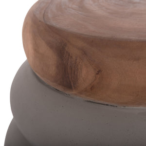 ΣΚΑΜΠΟ PUFFAT HM18172.03 FIBER CEMENT ΓΚΡΙ- ΞΥΛΟ TEAK TOP Φ45x46Υεκ. - Pakobazaar
