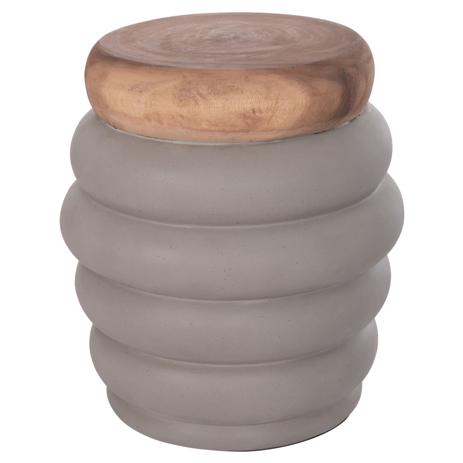 ΣΚΑΜΠΟ PUFFAT HM18172.03 FIBER CEMENT ΓΚΡΙ- ΞΥΛΟ TEAK TOP Φ45x46Υεκ. - Pakobazaar