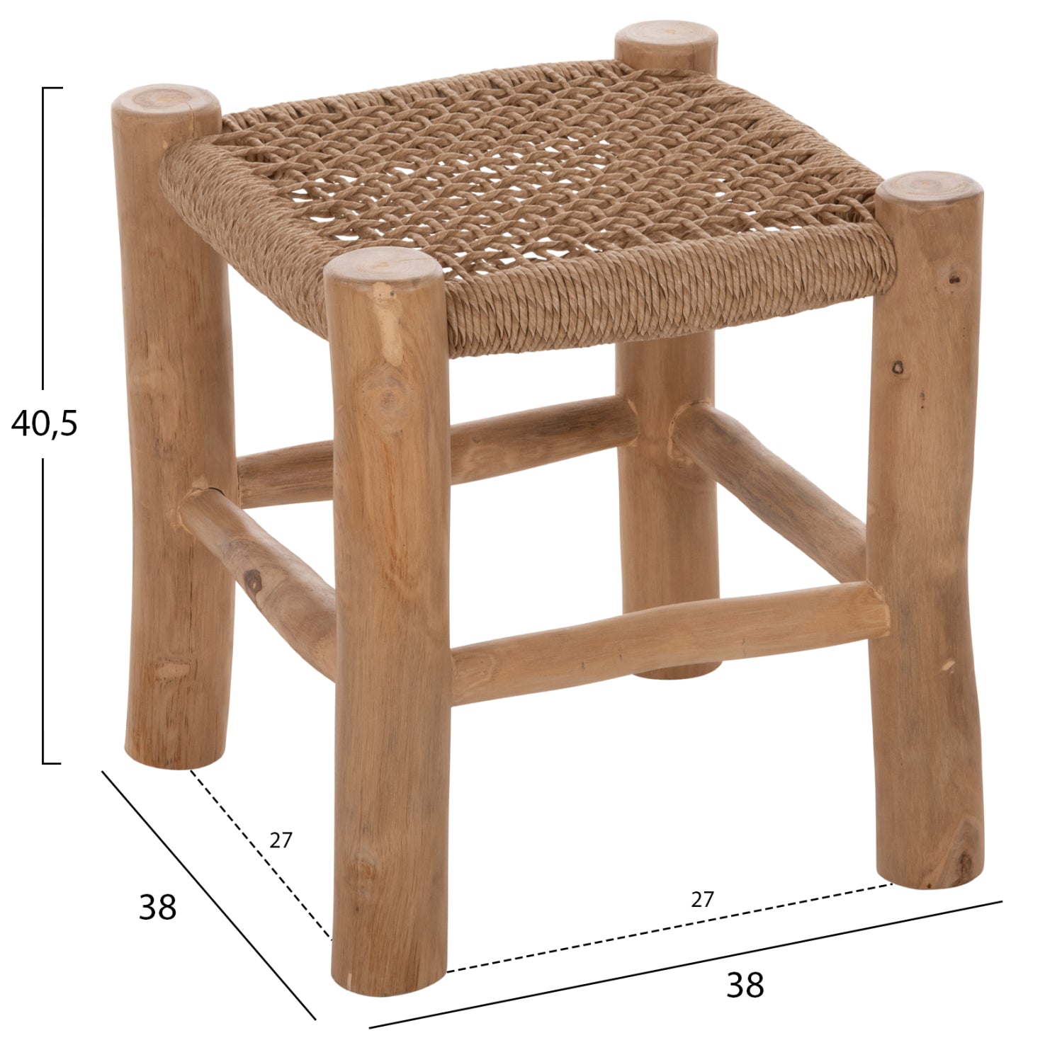 ΣΚΑΜΠΟ LONDER HM5987 ΞΥΛΟ ΤΕΑΚ ΚΑΙ ΣΥΝΘΕΤΙΚΟ RATTAN ΣΕ ΦΥΣΙΚΟ 38x38x40,5Υεκ. - Pakobazaar