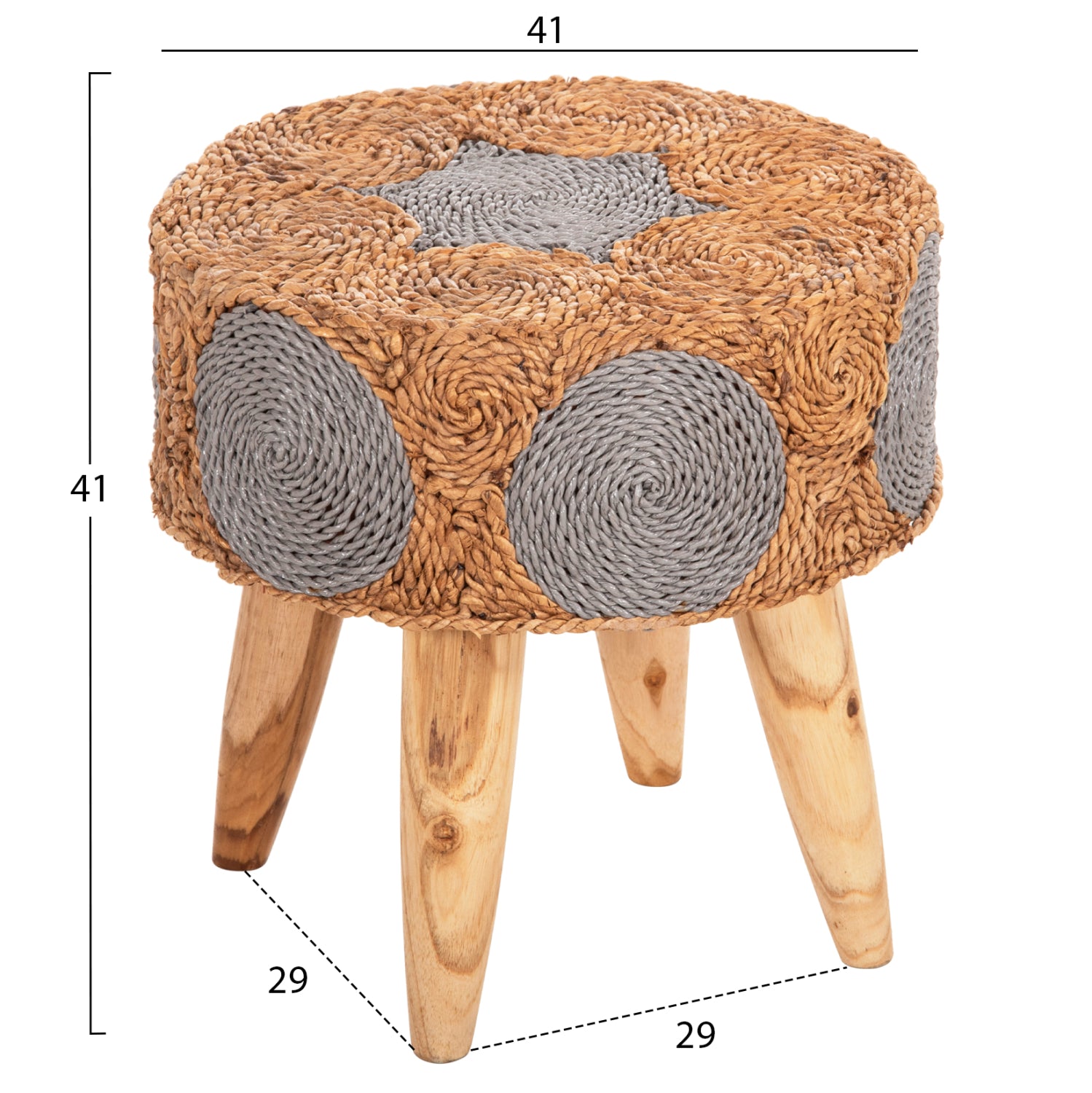 ΣΚΑΜΠΟ BEAM HM7826 ΞΥΛΟ ΤΕΑΚ ΚΑΙ SEAGRASS ΣΕ ΦΥΣΙΚΟ & ΓΚΡΙ Φ43x45Yεκ. - Pakobazaar