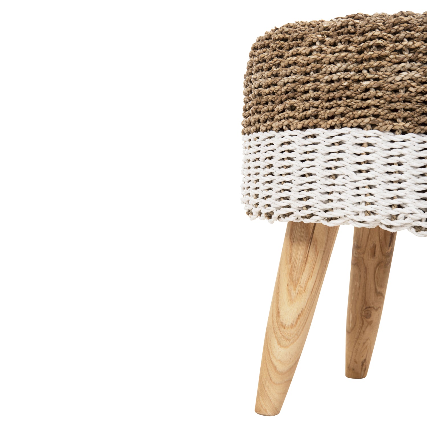 ΣΚΑΜΠΟ BEAM HM7827.01 ΞΥΛΟ ΤΕΑΚ ΚΑΙ SEAGRASS ΣΕ ΦΥΣΙΚΟ & ΛΕΥΚΟ Φ42x46Yεκ. - Pakobazaar