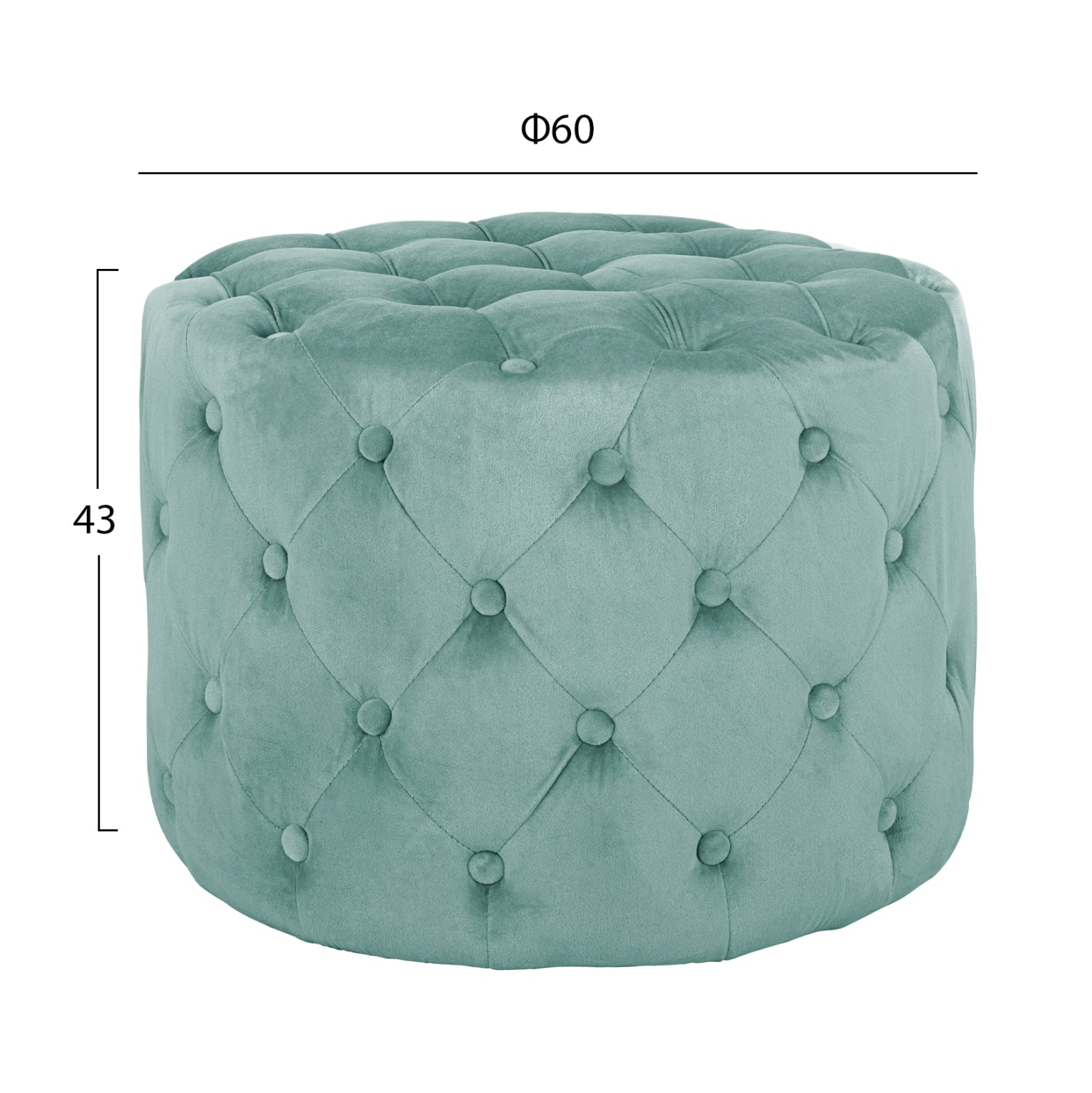 ΣΚΑΜΠΟ KASSIE ΦΥΣΤΙΚΙ ΒΕΛΟΥΔΟ ΤΥΠΟΥ CHESTERFIELD HM8406.07 Φ60X43Υ εκ. - Pakobazaar