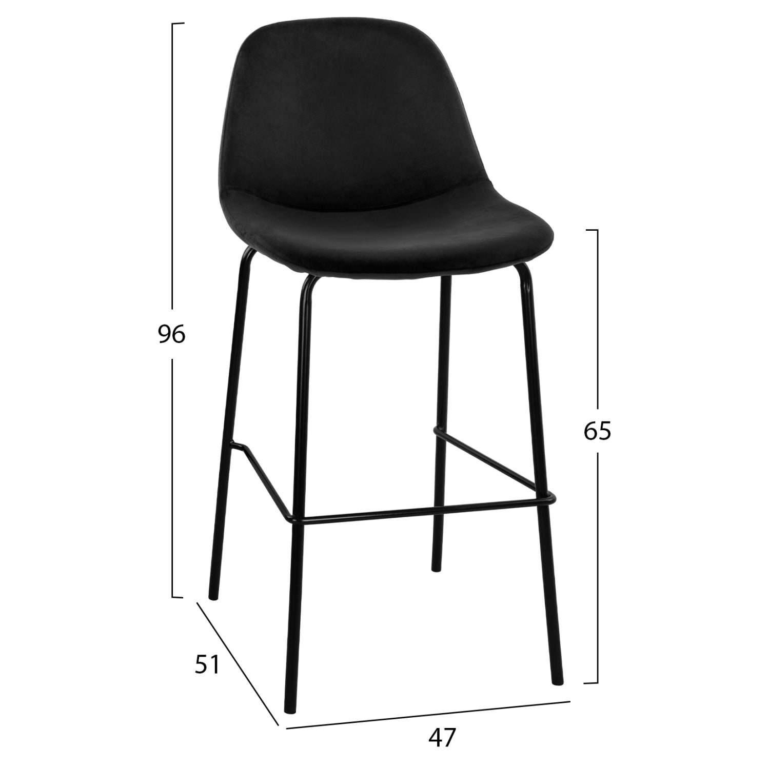 ΣΚΑΜΠΟ VINCENT HM9298.14 ΜΕΣΑΙΟΥ ΥΨΟΥΣ ΜΑΥΡΟ ΜΕ ΜΕΤΑΛΛΙΚΑ ΠΟΔΙΑ 47x51x96 εκ. - Pakobazaar