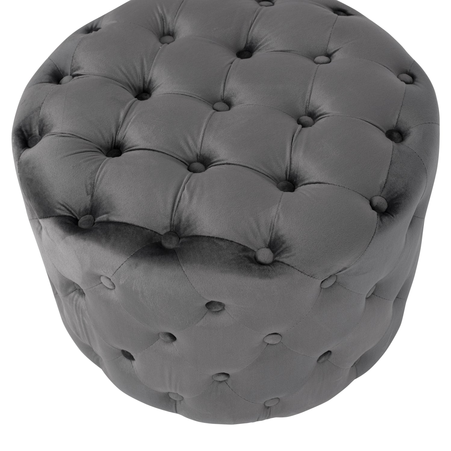 ΣΚΑΜΠΟ KASSIE  ΓΚΡΙ ΒΕΛΟΥΔΟ ΤΥΠΟΥ CHESTERFIELD HM8406.01 Φ60x43Υ εκ. - Pakobazaar