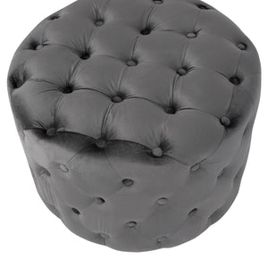 ΣΚΑΜΠΟ KASSIE  ΓΚΡΙ ΒΕΛΟΥΔΟ ΤΥΠΟΥ CHESTERFIELD HM8406.01 Φ60x43Υ εκ. - Pakobazaar