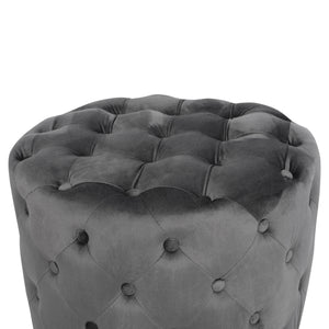 ΣΚΑΜΠΟ KASSIE  ΓΚΡΙ ΒΕΛΟΥΔΟ ΤΥΠΟΥ CHESTERFIELD HM8406.01 Φ60x43Υ εκ. - Pakobazaar