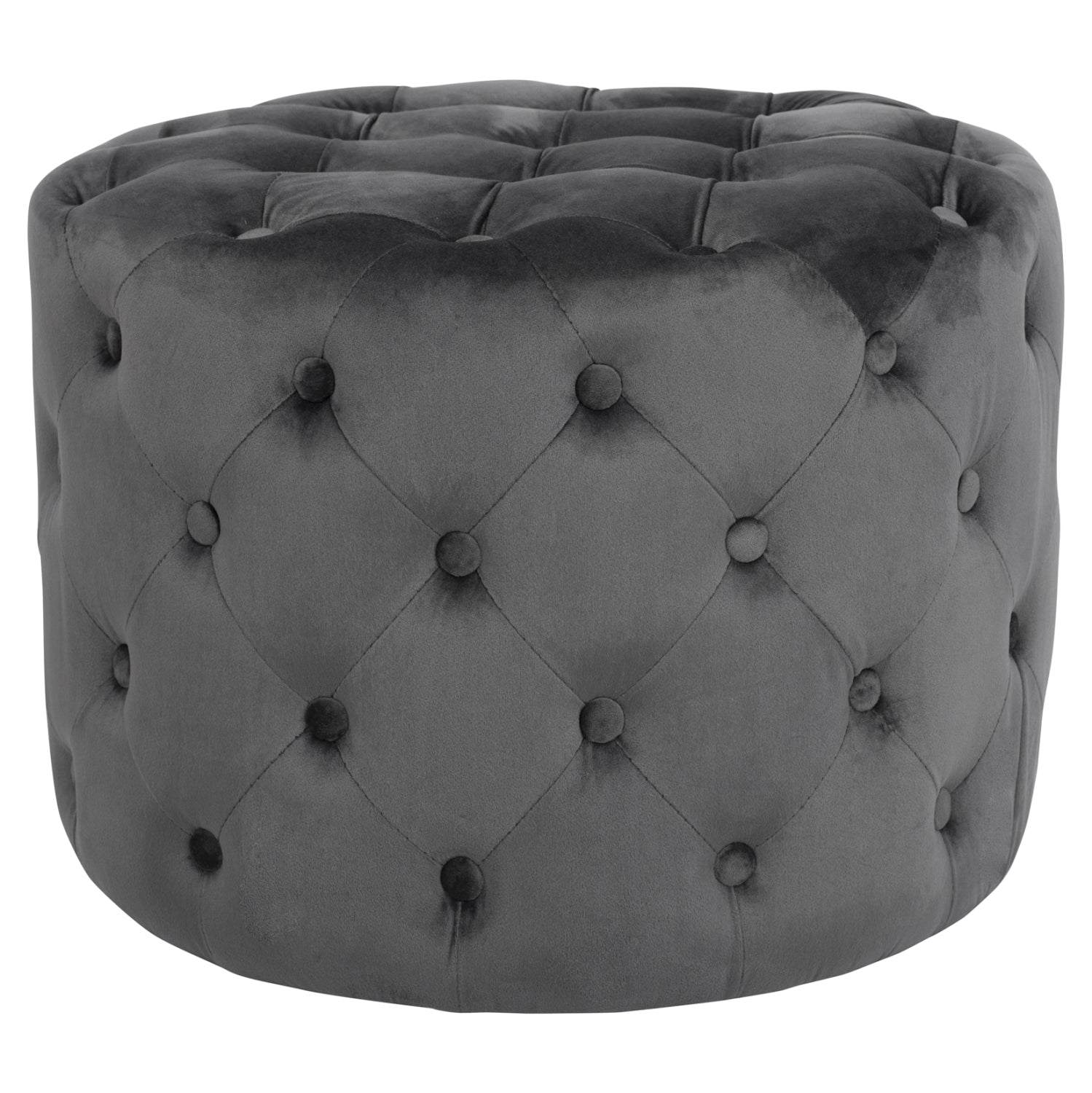 ΣΚΑΜΠΟ KASSIE  ΓΚΡΙ ΒΕΛΟΥΔΟ ΤΥΠΟΥ CHESTERFIELD HM8406.01 Φ60x43Υ εκ. - Pakobazaar