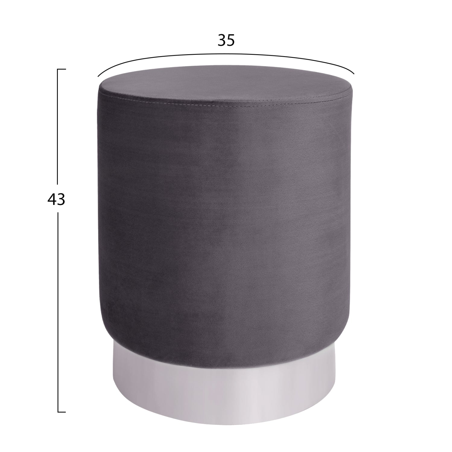 ΣΚΑΜΠΟ LEVY ΓΚΡΙ ΒΕΛΟΥΔΟ ΜΕ ΑΣΗΜΕΝΙΑ ΒΑΣΗ HM8408.01 Φ35x43Υ εκ. - Pakobazaar