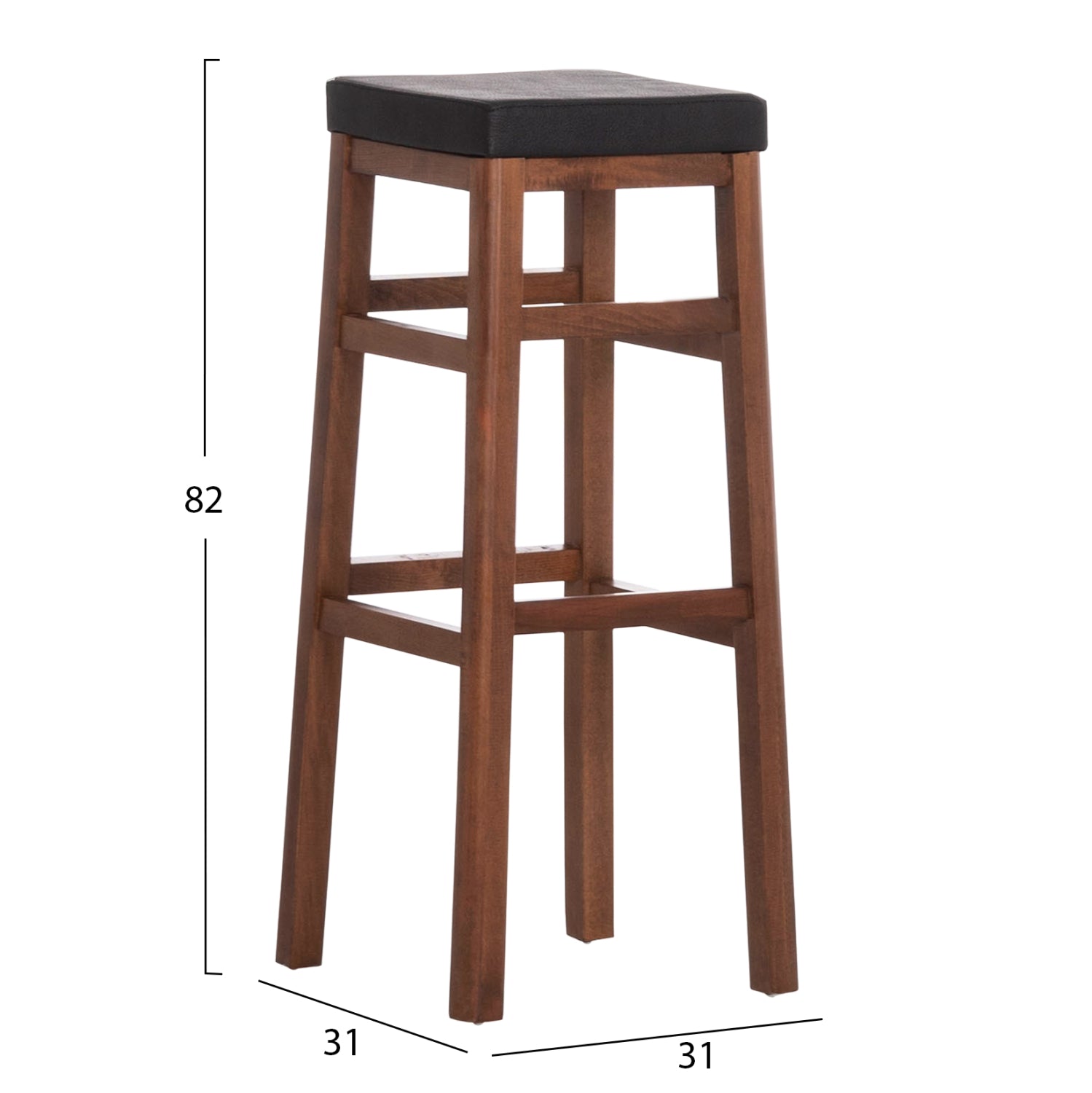 ΣΚΑΜΠO ΚΑΦΕΝΕΙΟΥ ΚΑΦΕ ΜΕ PU ΜΑΥΡΟ ΤΕΤΡΑΓΩΝΟ HM8069 30x34x82Υ εκ. - Pakobazaar