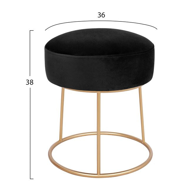 ΣΚΑΜΠΟ KARLO ΜΑΥΡΟ ΒΕΛΟΥΔΟ ΜΕ ΧΡΥΣΗ ΒΑΣΗ HM8411.04 Φ36x38Υ εκ. - Pakobazaar